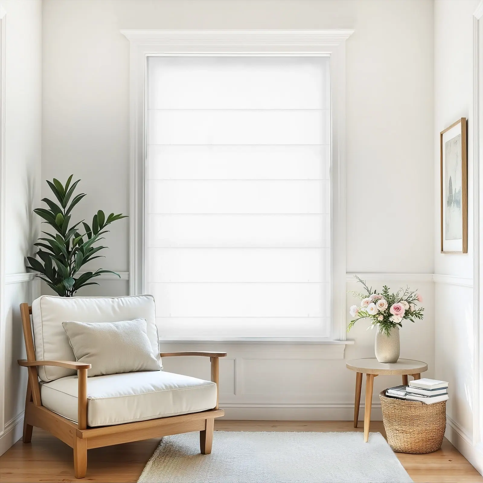 Alvin Motorized Sheer Light Filtering Roman Shade - Image 2