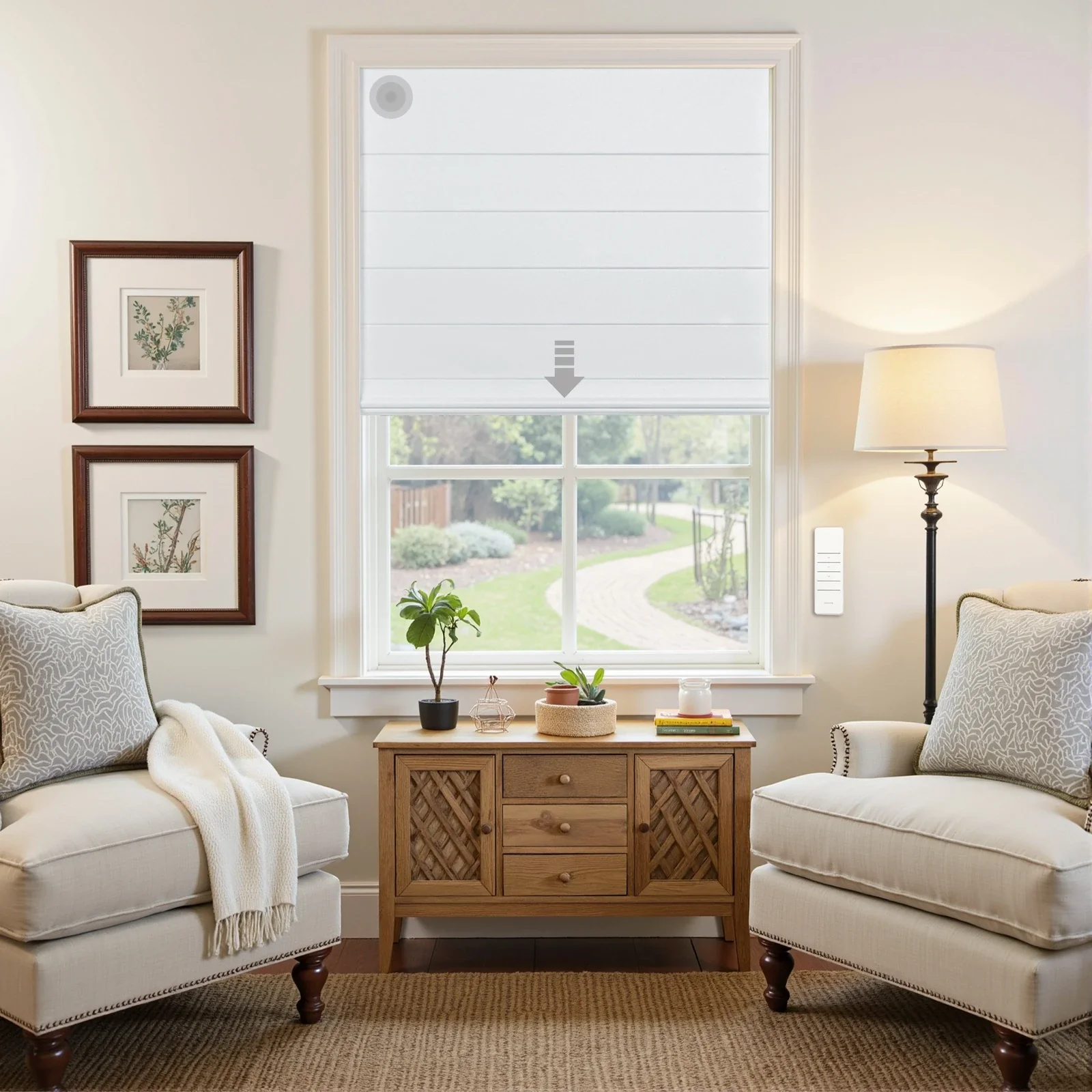 Alvin Motorized Waterproof Blackout Roman Shade