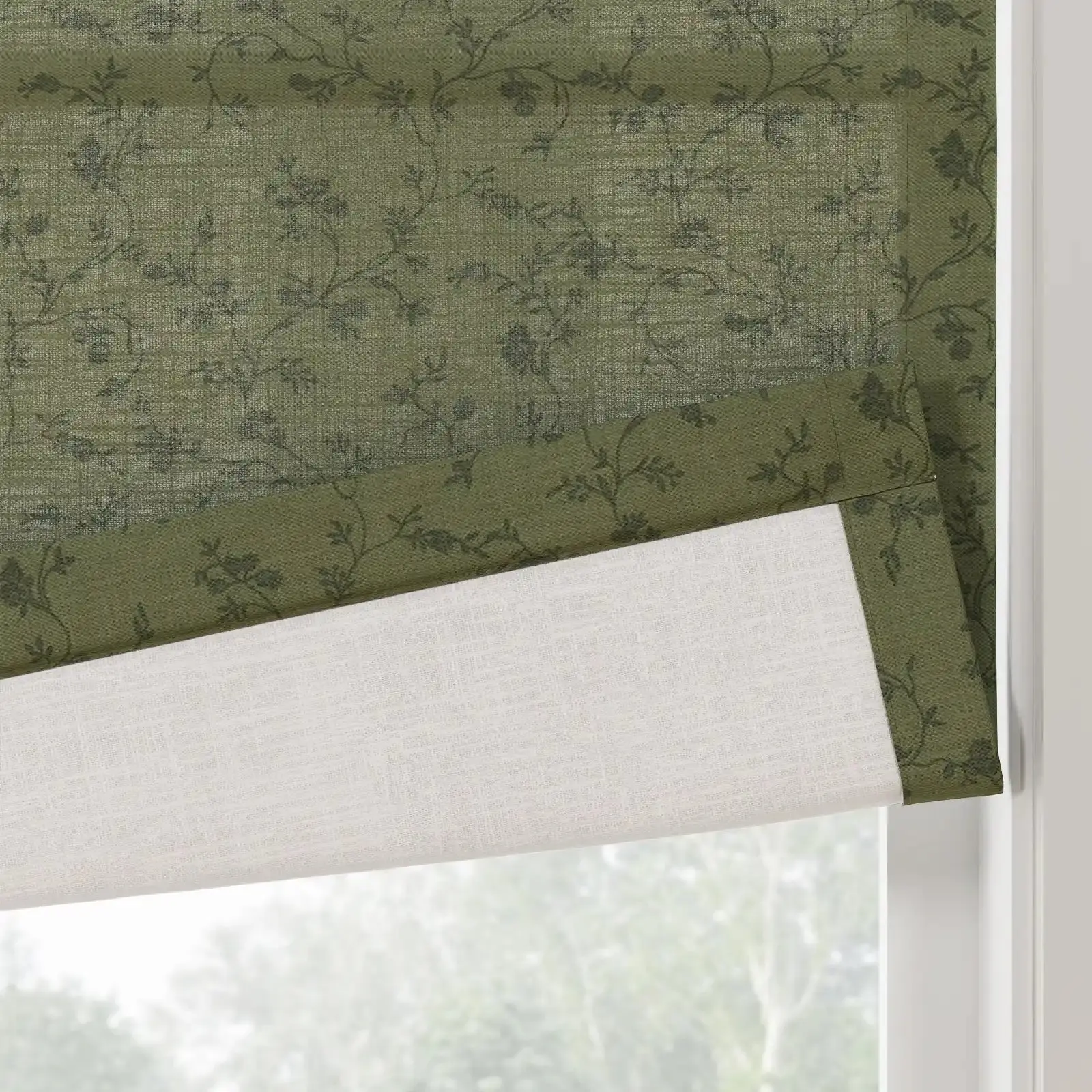 Britt Bengoechea Floral Print Linen Cotton Roman Shade Cordless - Image 69