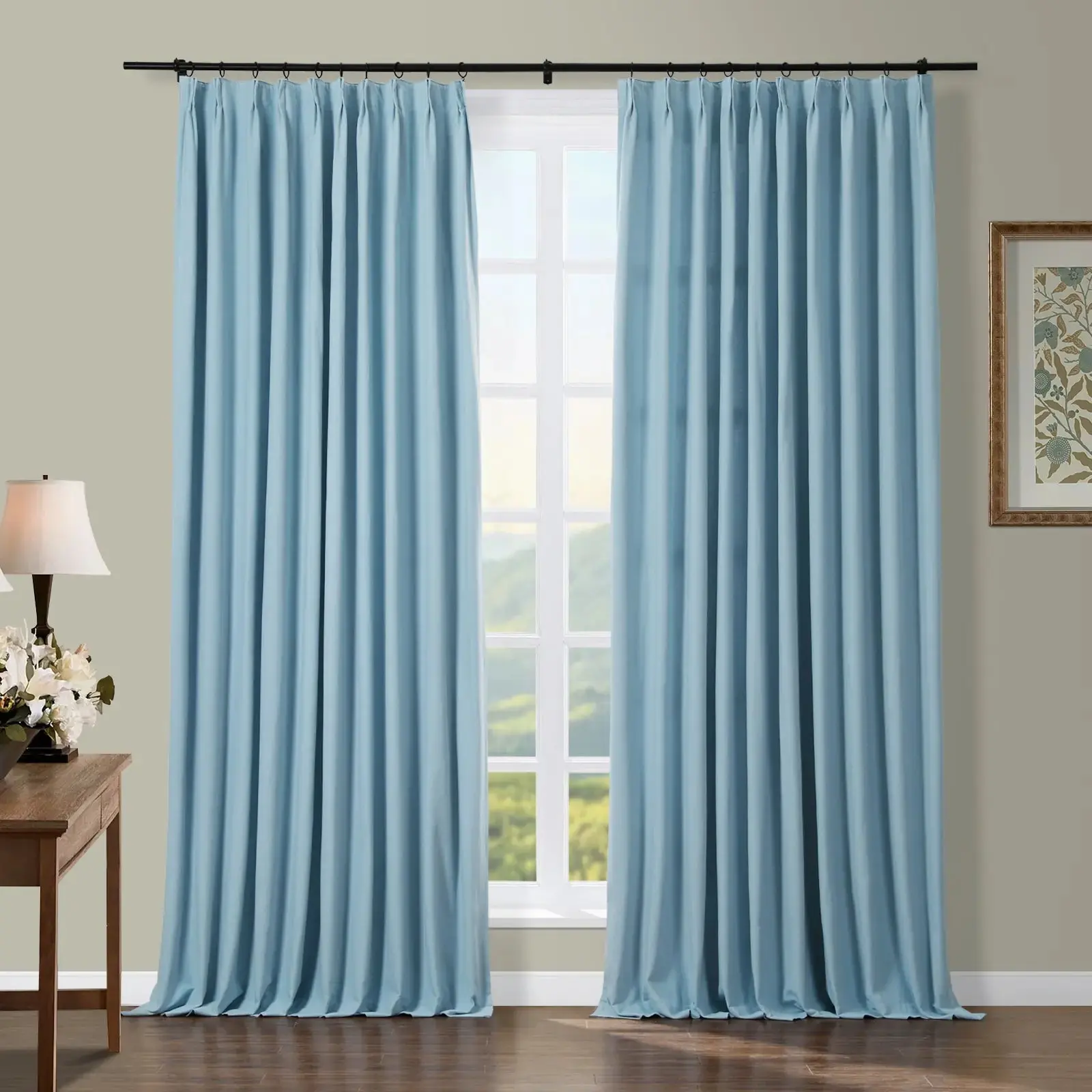 Broad 100% Cotton Plain Weave Curtain Pleated - Image 11
