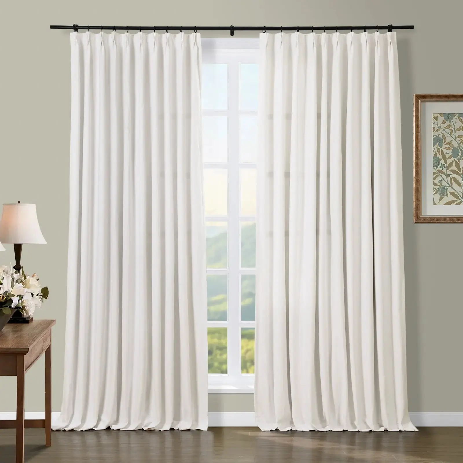 Broad 100% Cotton Plain Weave Curtain Pleated - Image 12