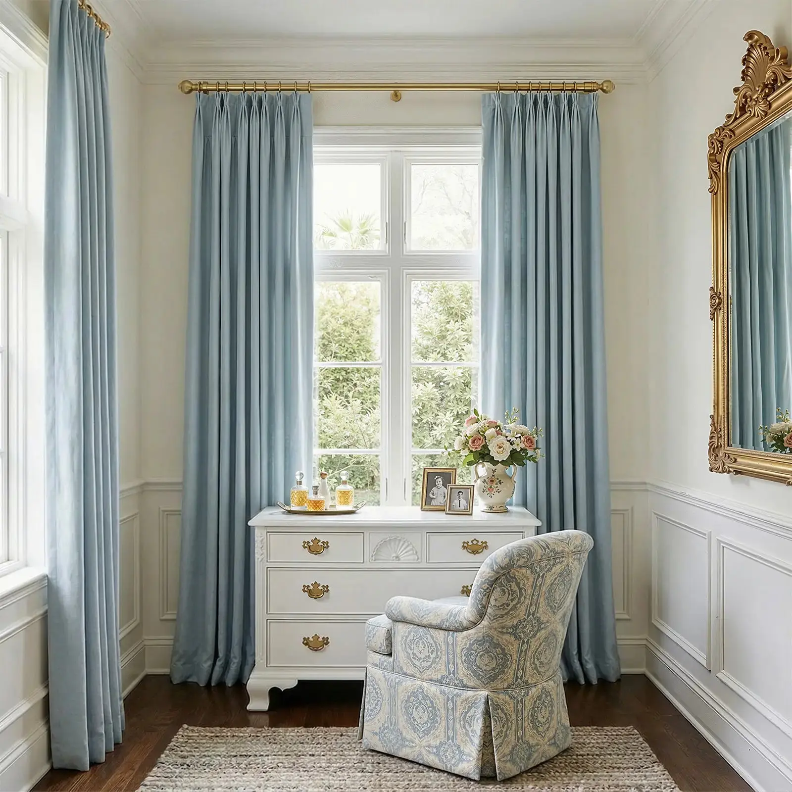 Broad 100% Cotton Plain Weave Curtain Pleated - Image 3