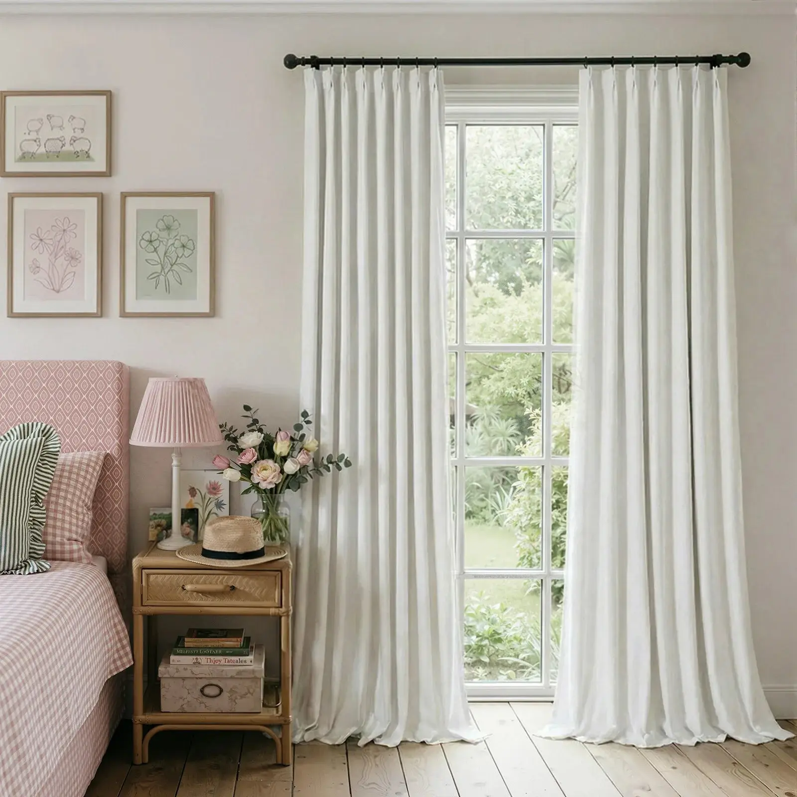 Broad 100% Cotton Plain Weave Curtain Pleated - Image 6
