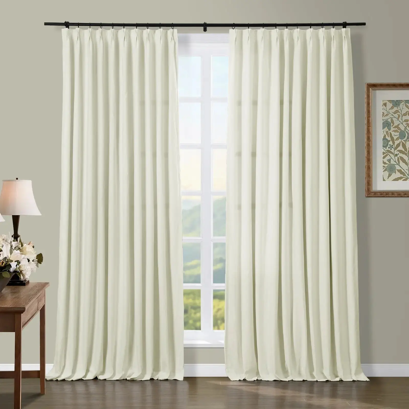 Broad 100% Cotton Plain Weave Curtain Pleated - Image 9