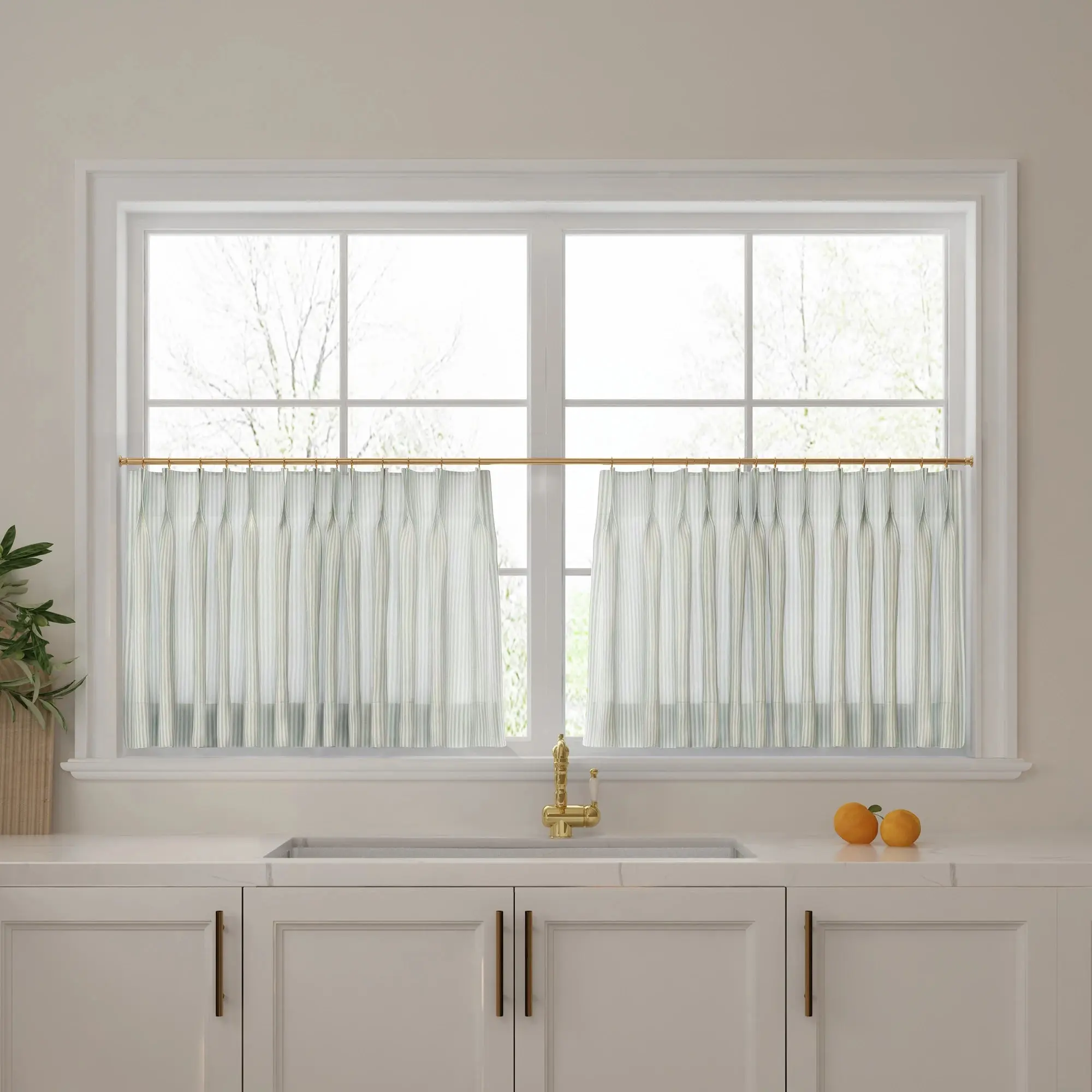 Celia Striped Plaid Cafe Curtain - Image 25