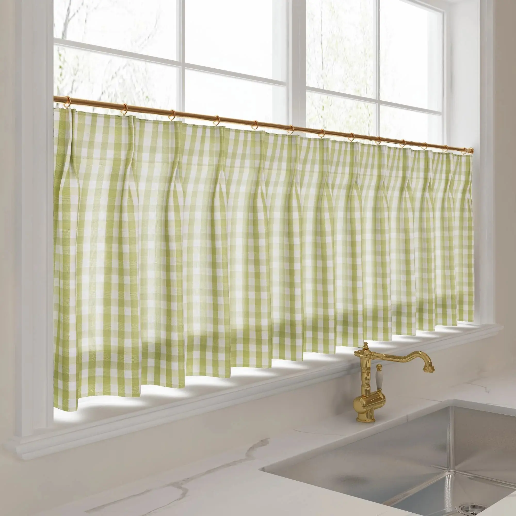 Celia Striped Plaid Cafe Curtain - Image 28