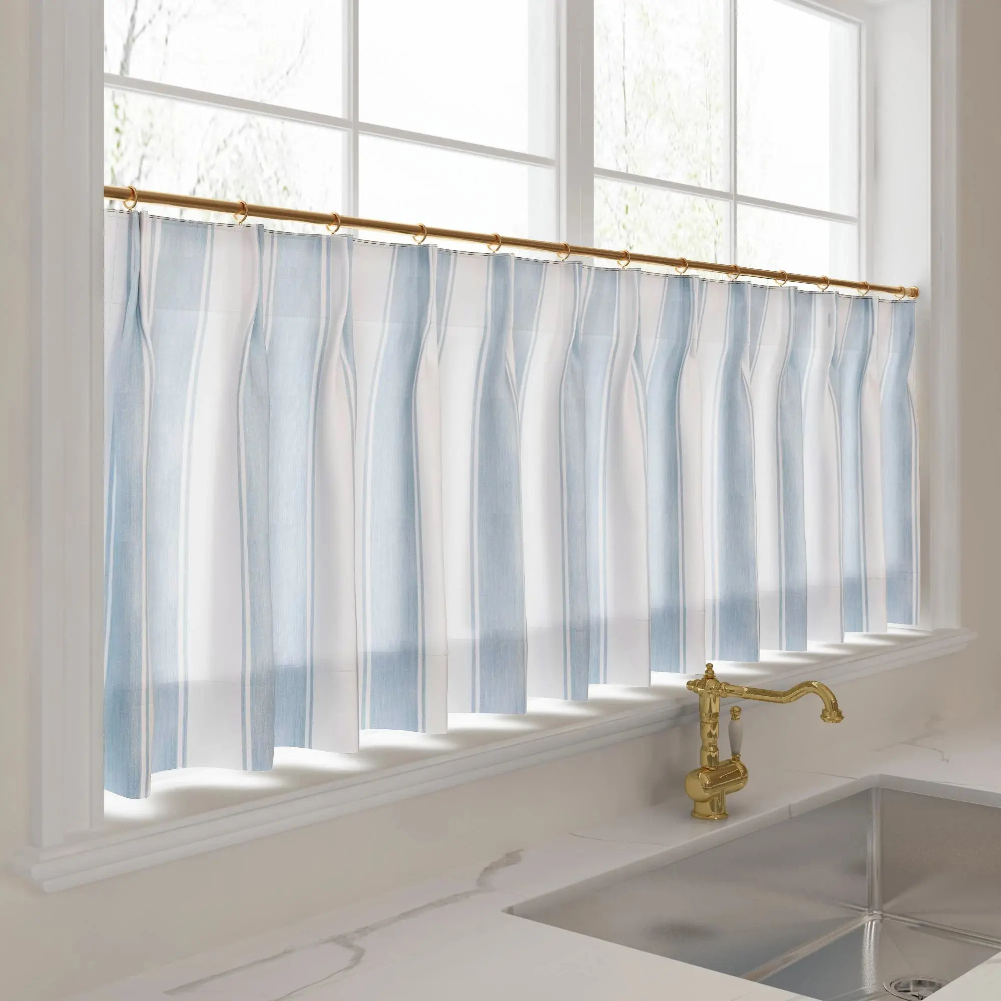 Celia Striped Plaid Cafe Curtain - Image 29