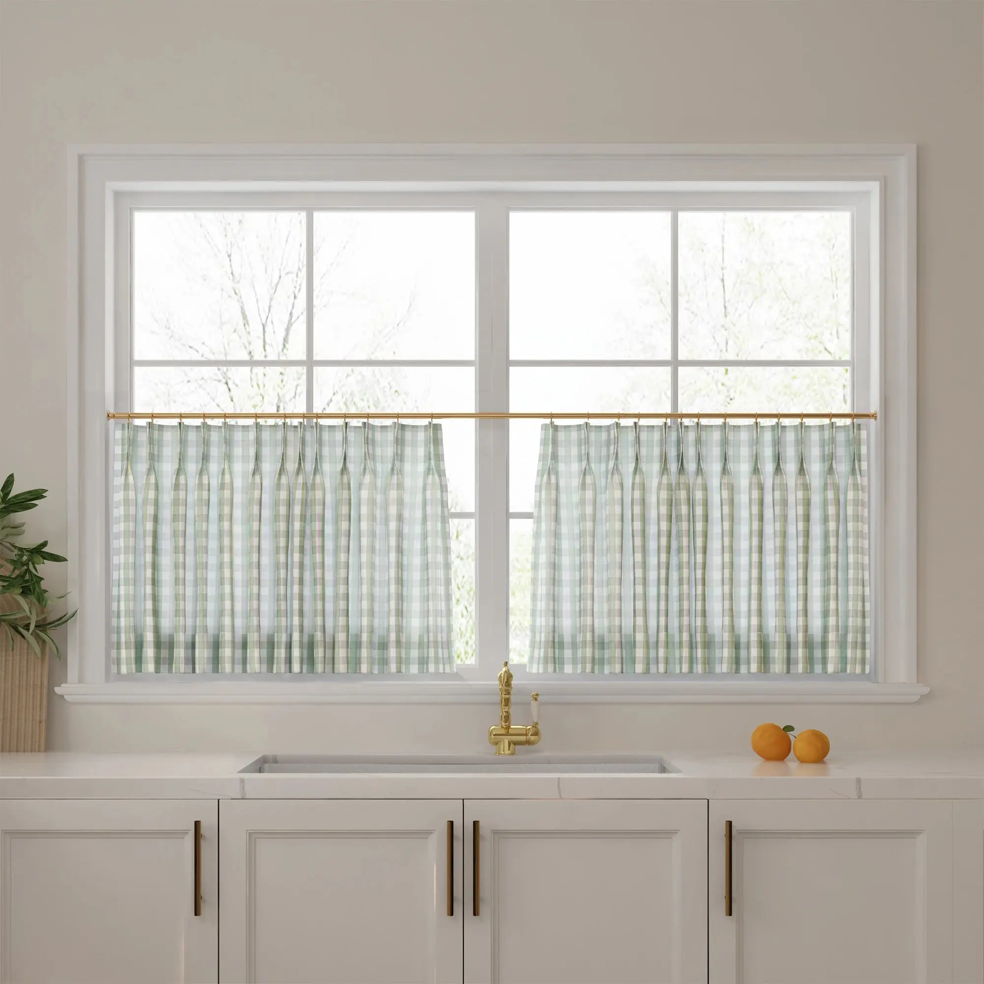 Celia Striped Plaid Cafe Curtain - Image 30