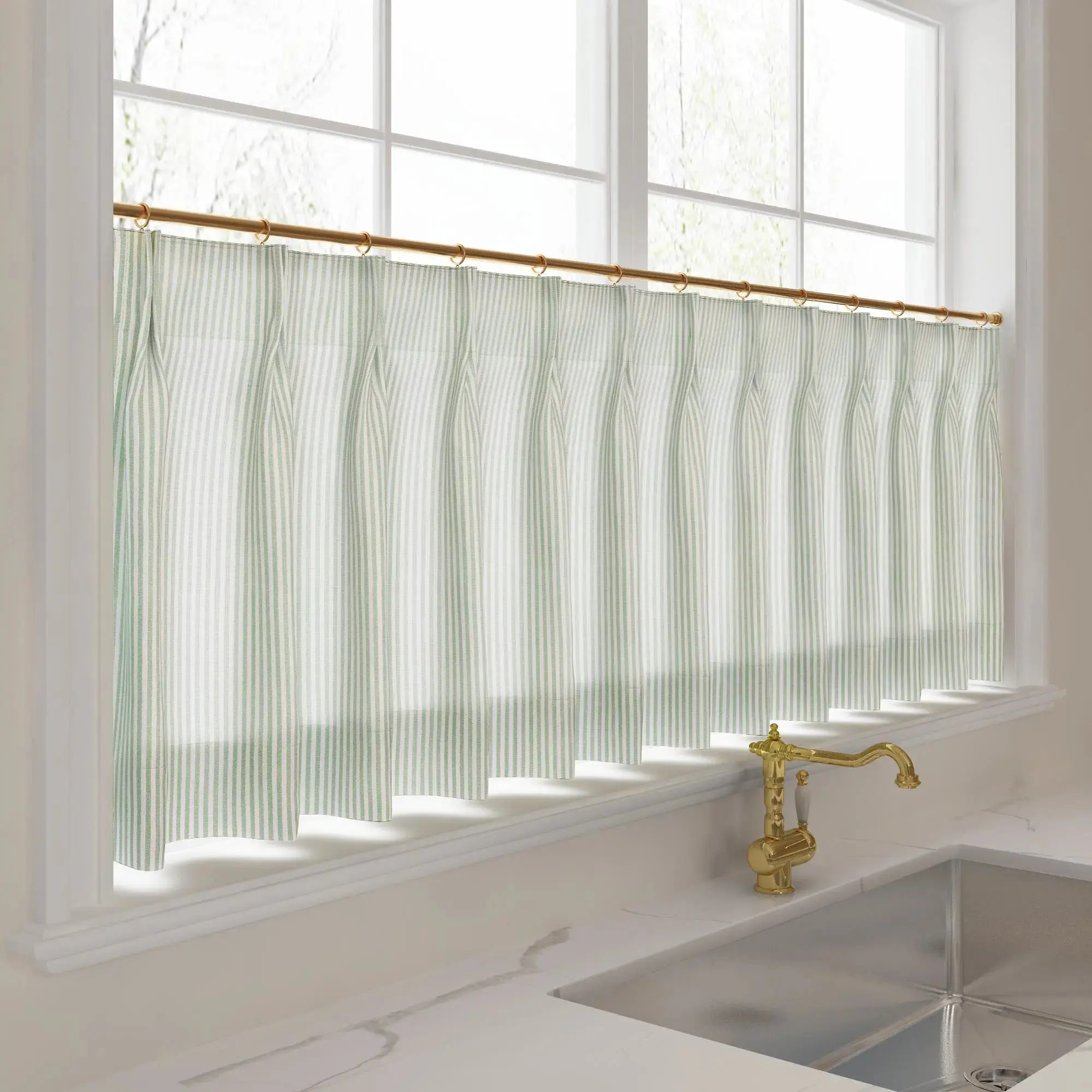 Celia Striped Plaid Cafe Curtain - Image 31