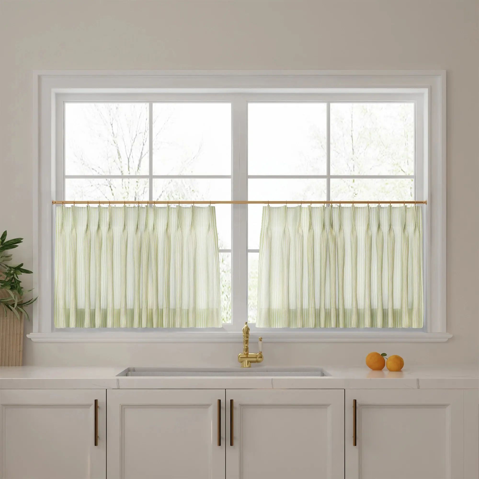 Celia Striped Plaid Cafe Curtain - Image 34