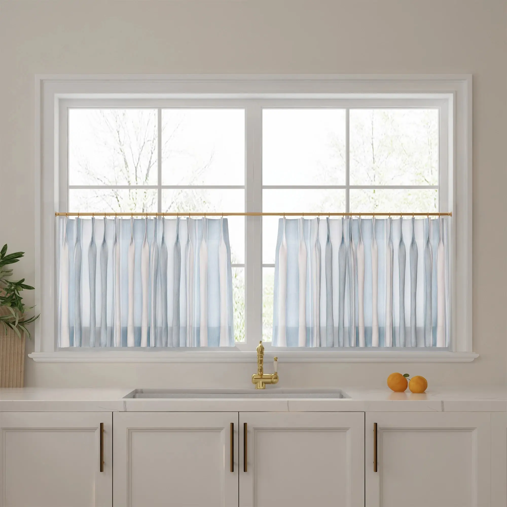 Celia Striped Plaid Cafe Curtain - Image 35