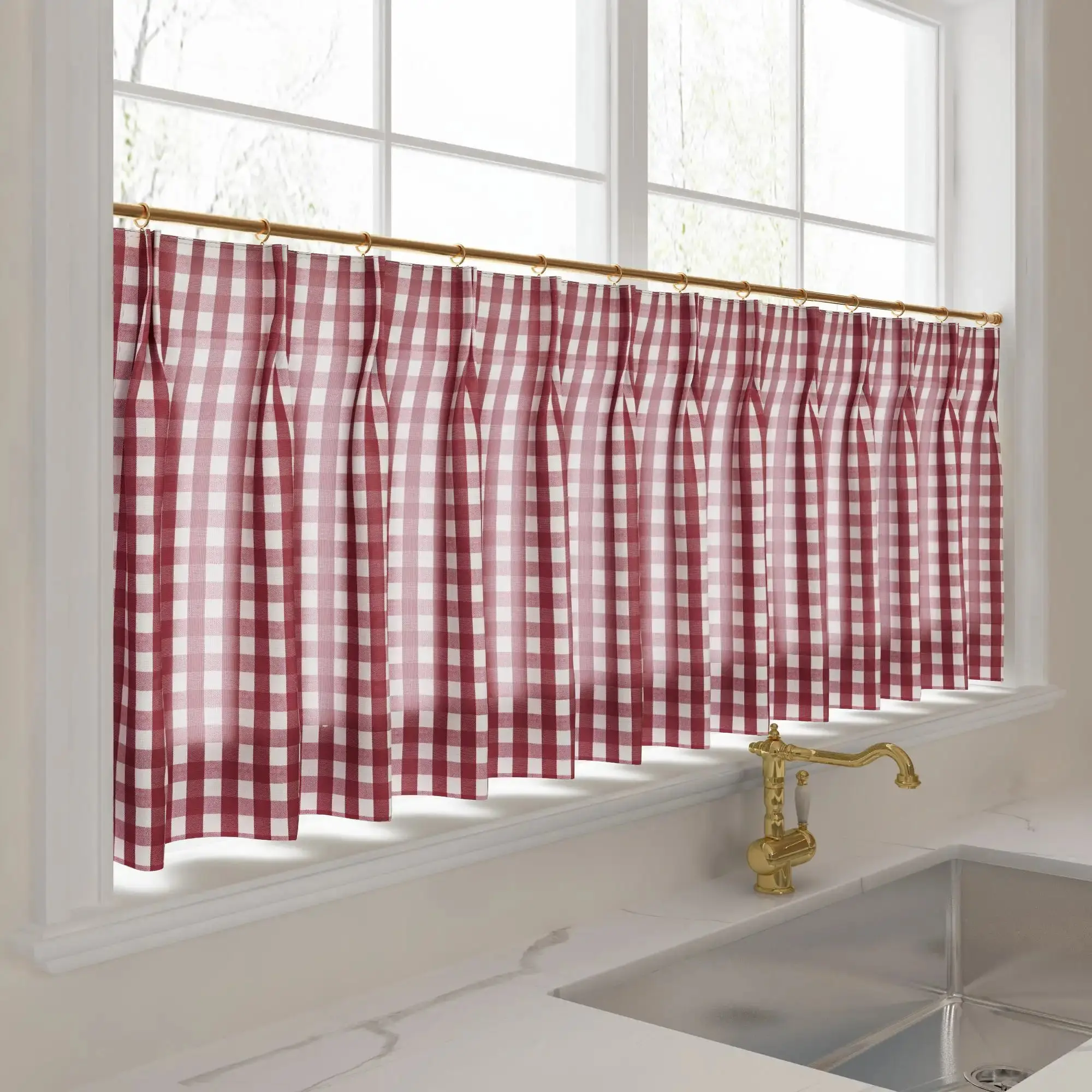 Celia Striped Plaid Cafe Curtain - Image 37