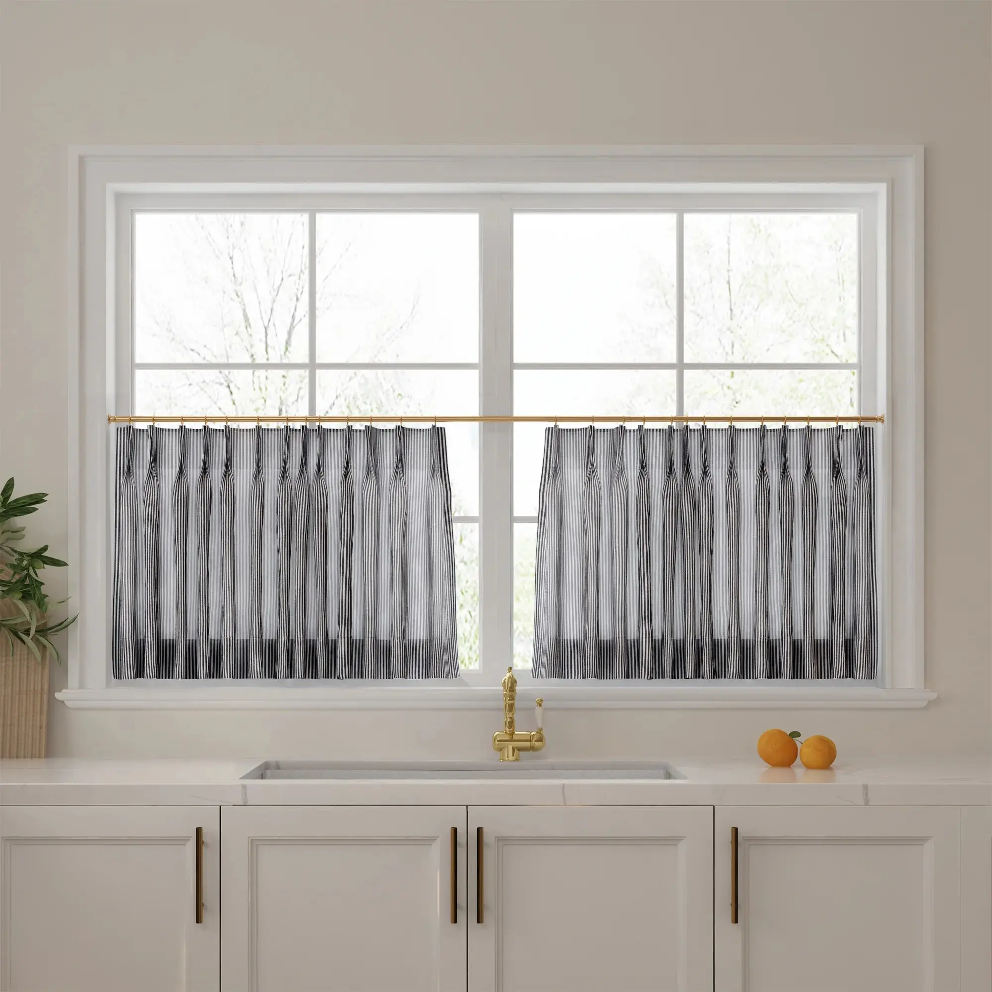 Celia Striped Plaid Cafe Curtain - Image 38