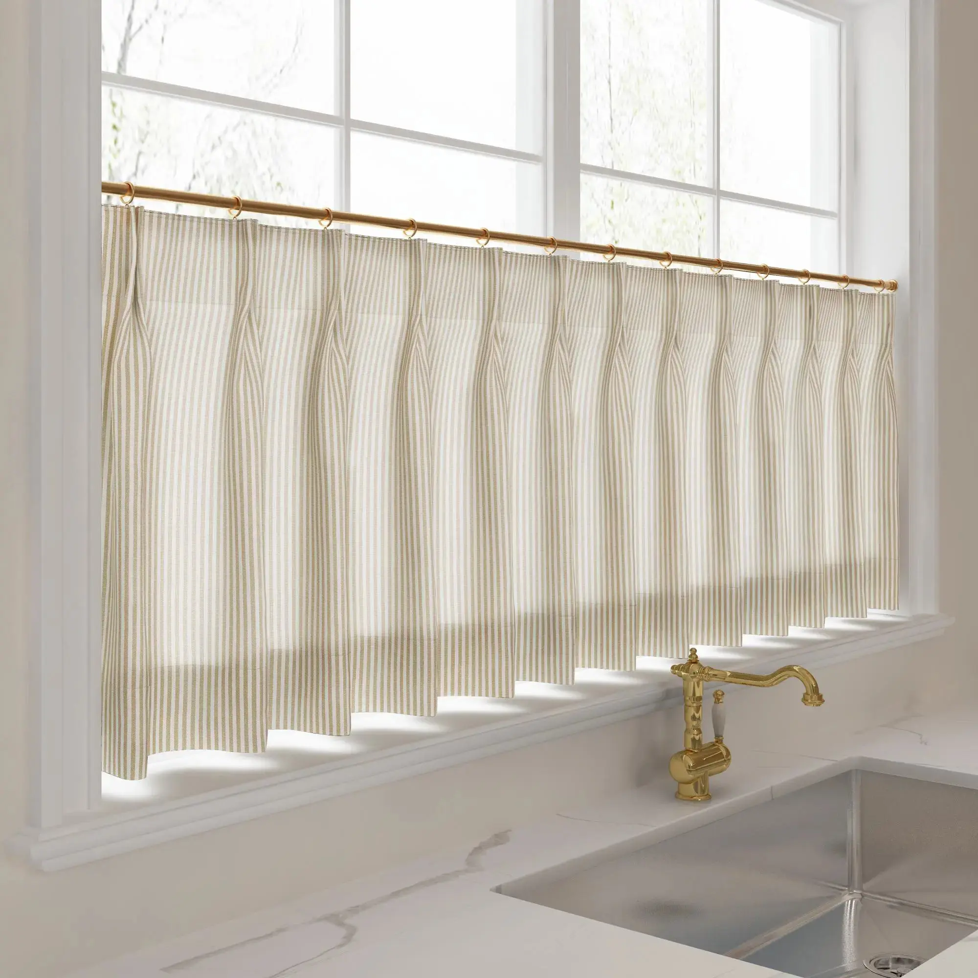 Celia Striped Plaid Cafe Curtain - Image 39