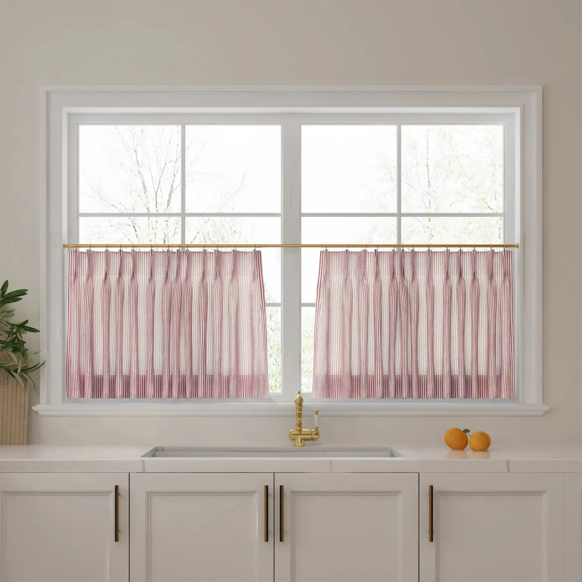 Celia Striped Plaid Cafe Curtain - Image 40
