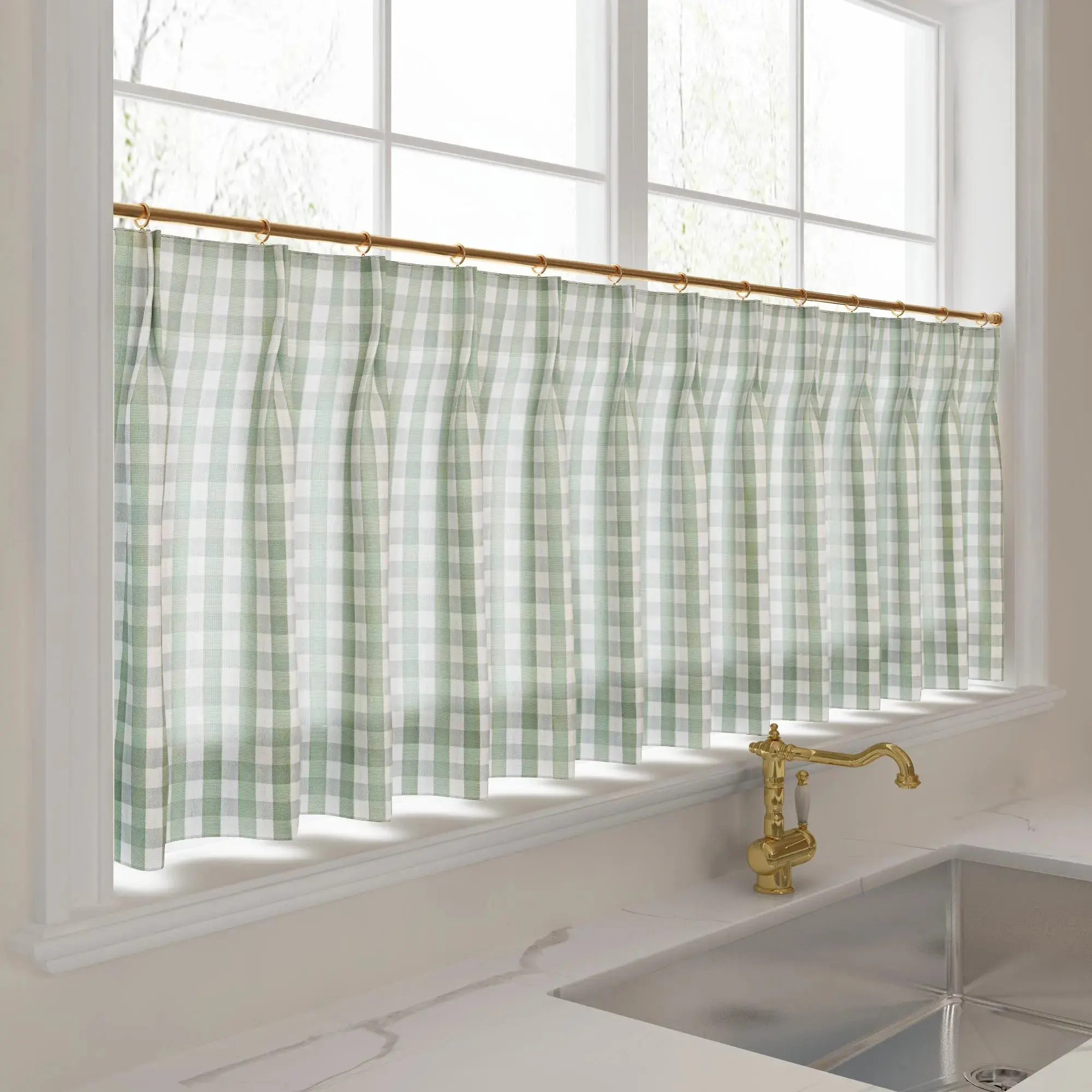 Celia Striped Plaid Cafe Curtain - Image 43