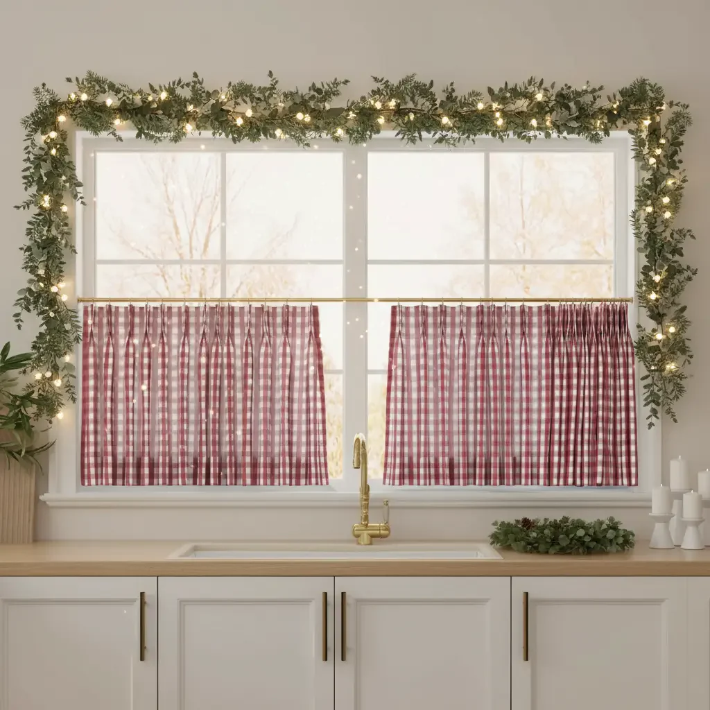 Celia Striped Plaid Cafe Curtain - Image 44