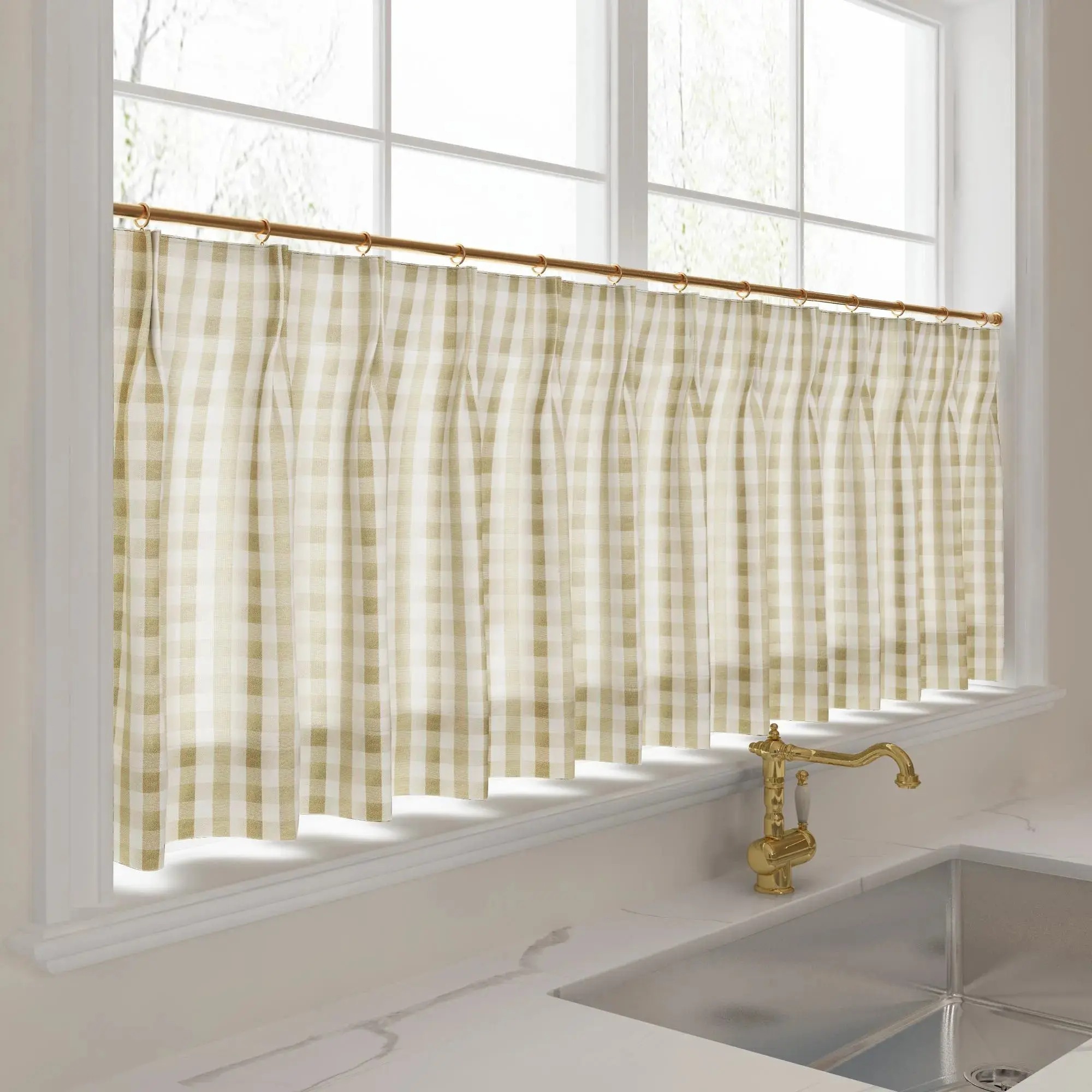 Celia Striped Plaid Cafe Curtain - Image 46