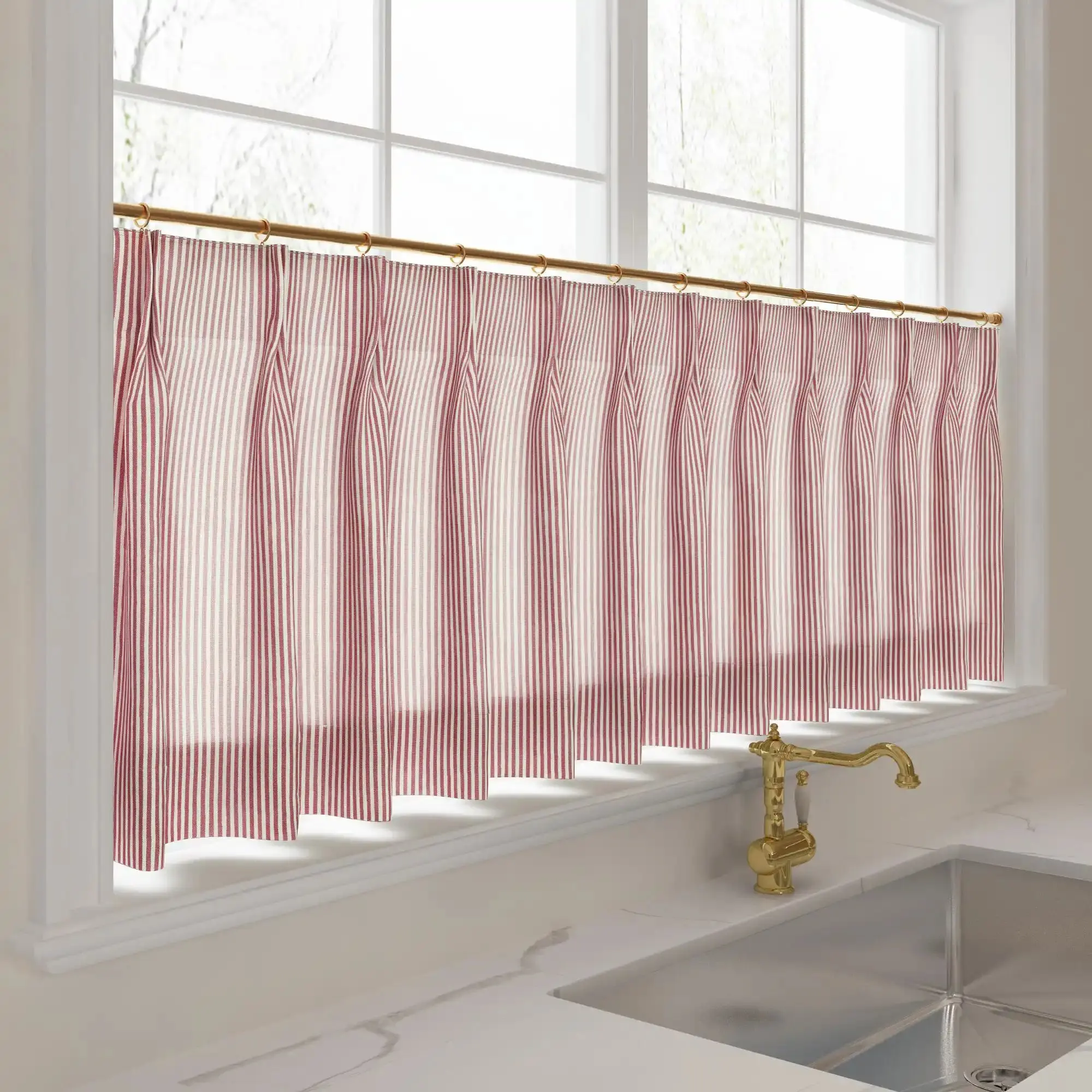 Celia Striped Plaid Cafe Curtain - Image 80