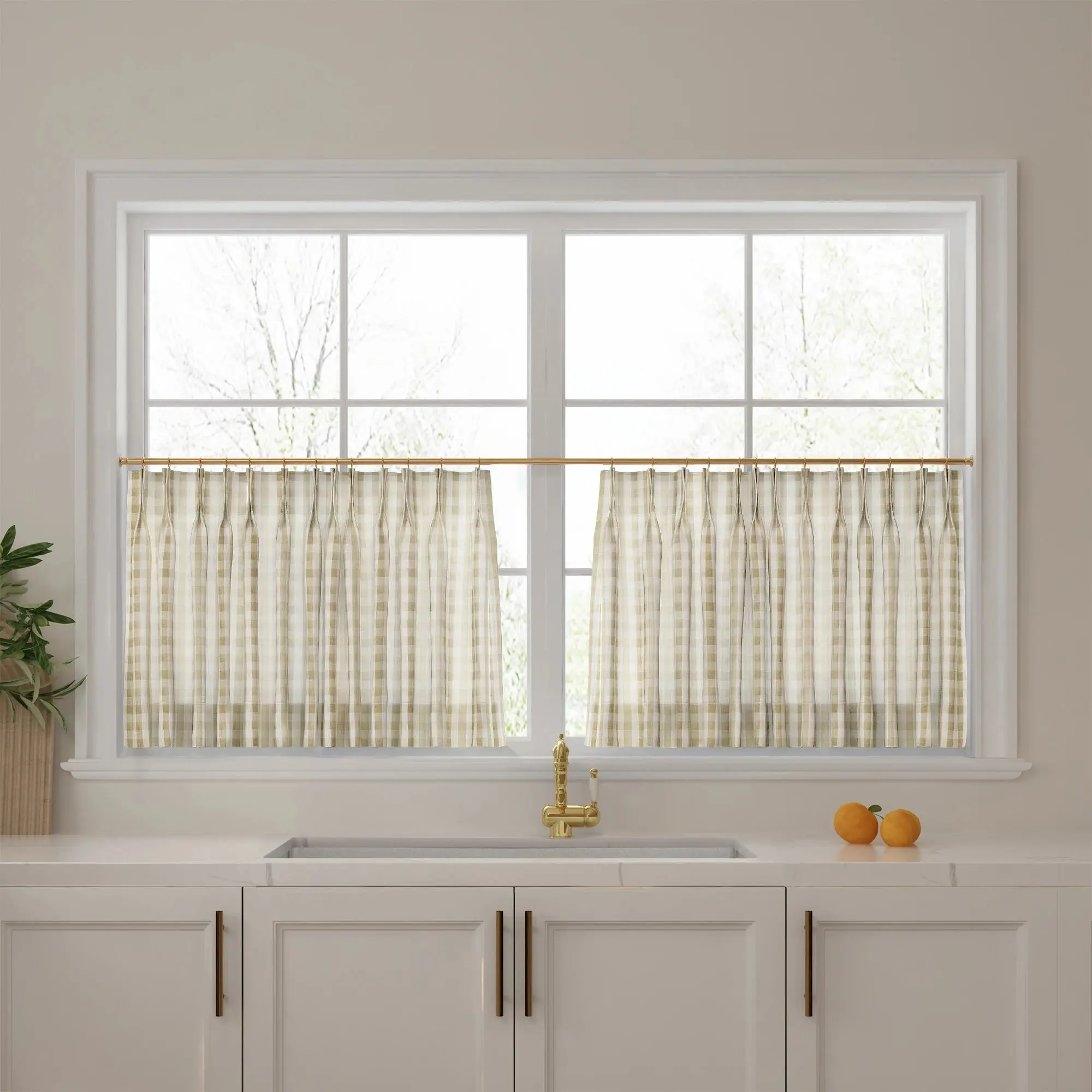Celia Striped Plaid Cafe Curtain - Image 81