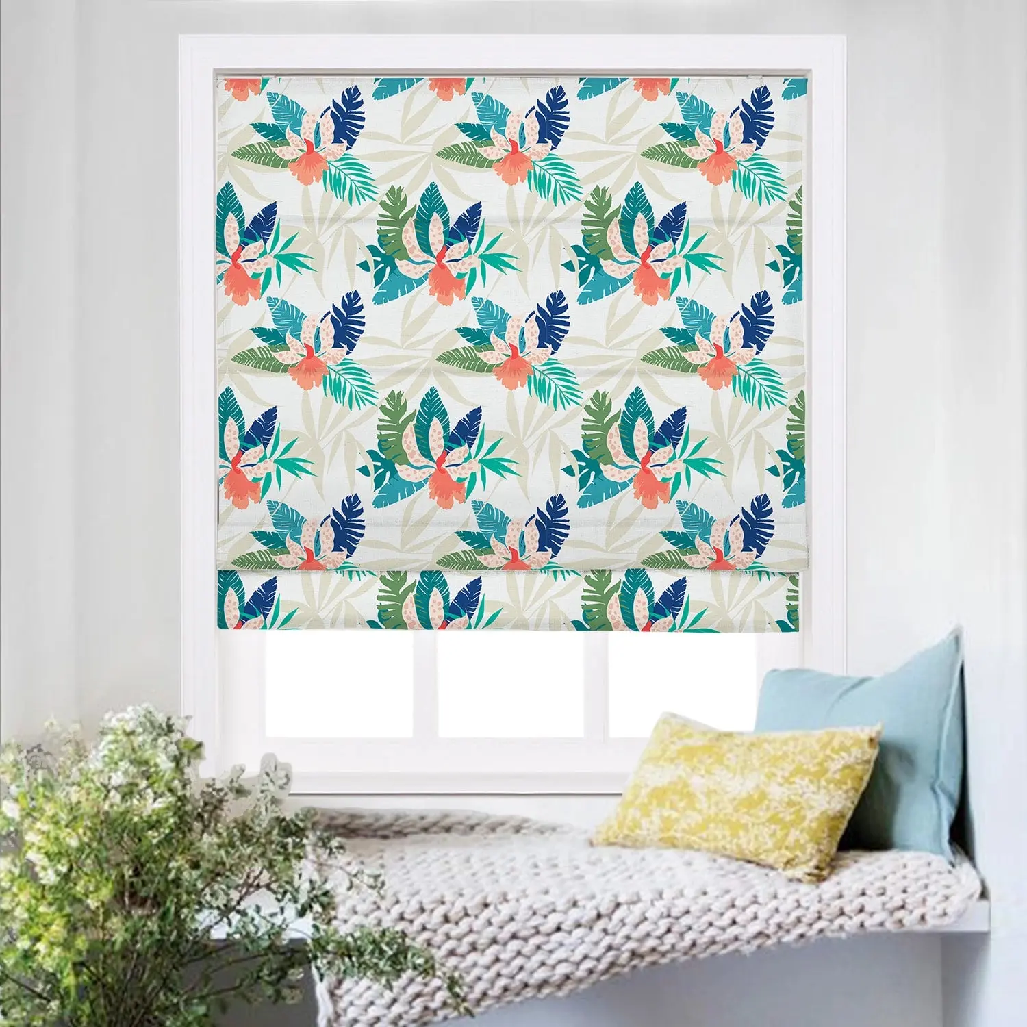 Roman Shade Cordless Linen Printed - Image 3