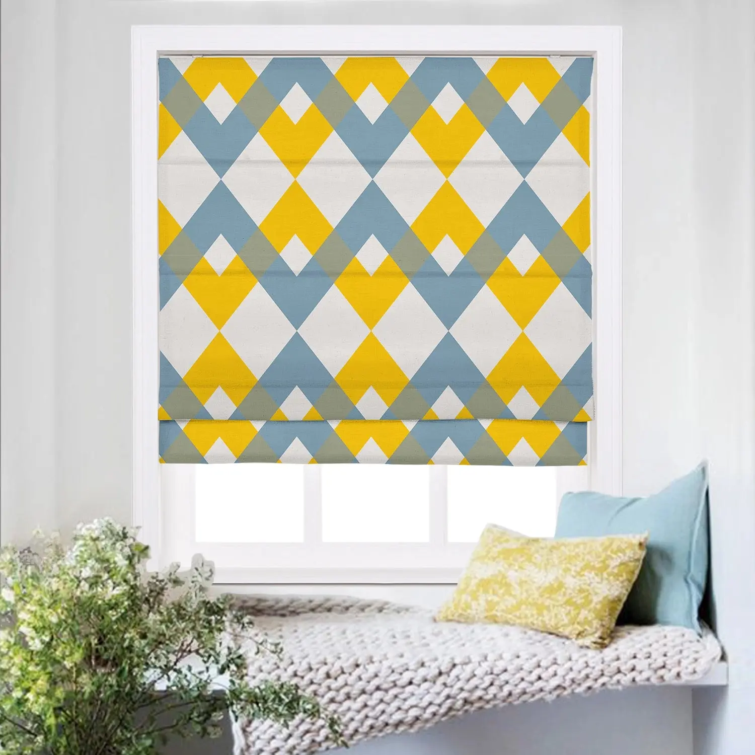 Roman Shade Cordless Linen Printed - Image 4