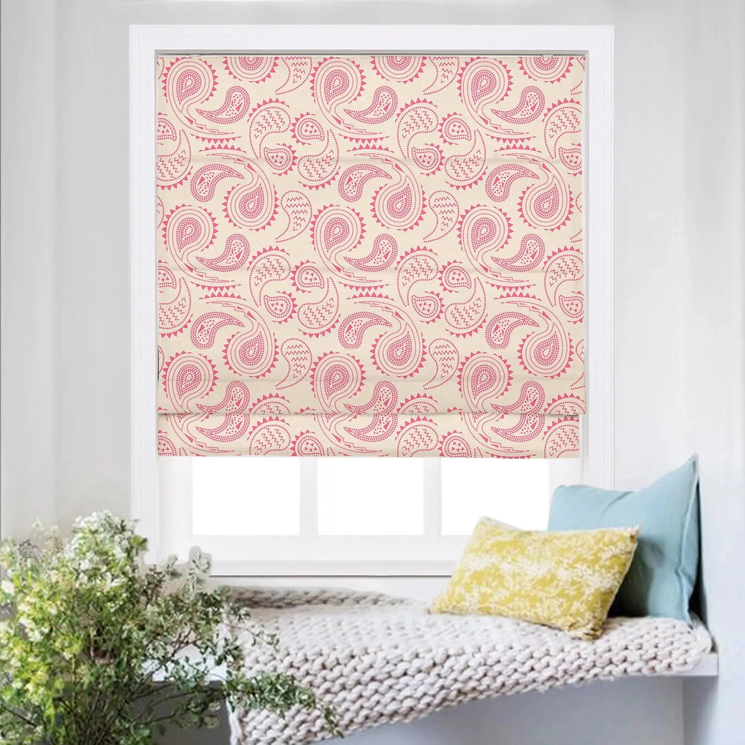 Roman Shade Cordless Linen Printed - Image 5