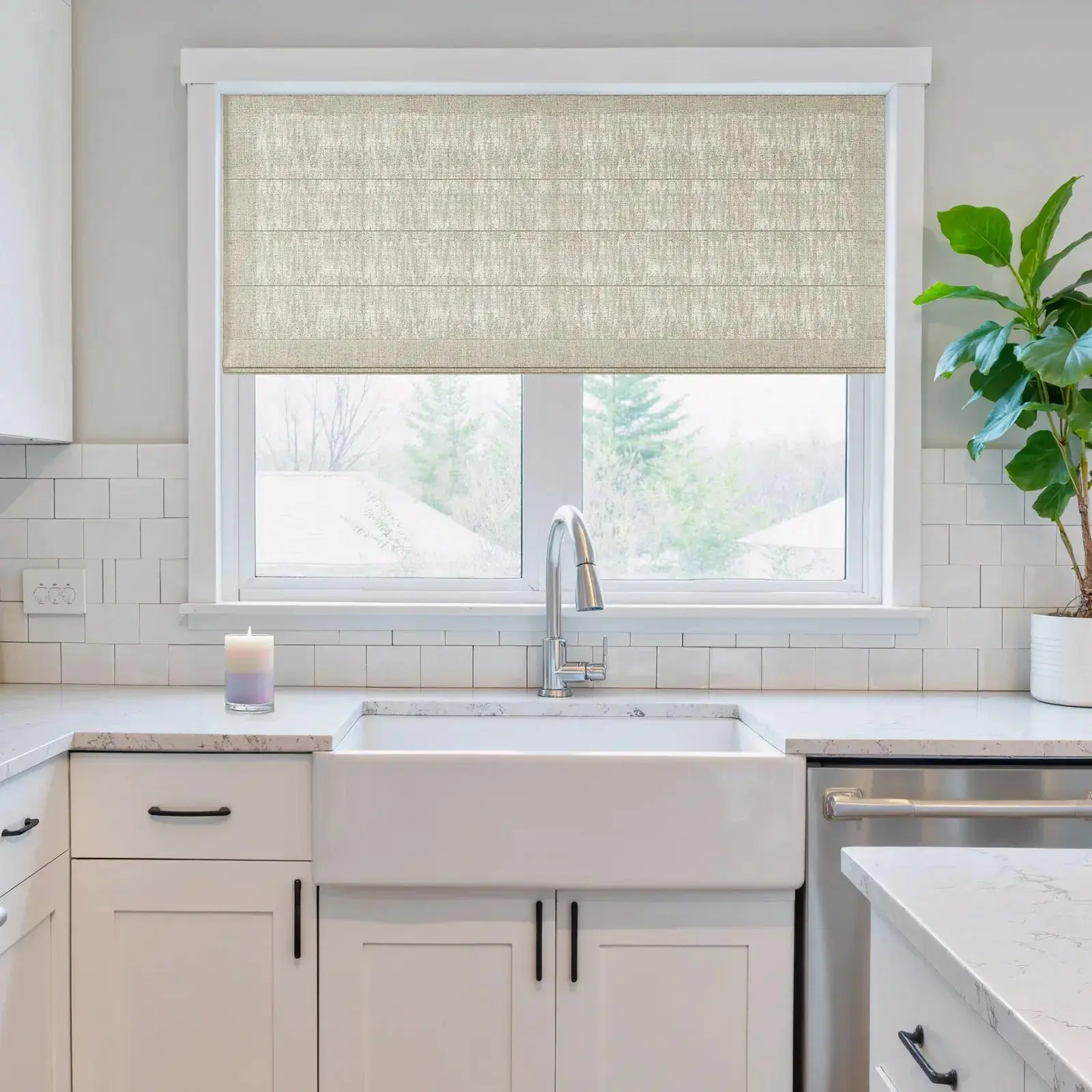Custom Back Slat Roman Shades Cordless - Image 3