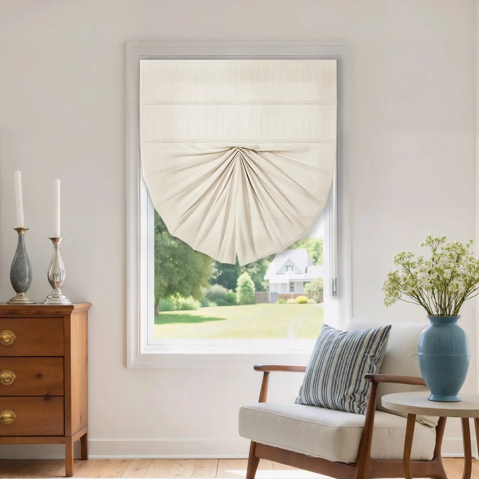 Custom Fan Roman Shades Cord Lift - Image 48