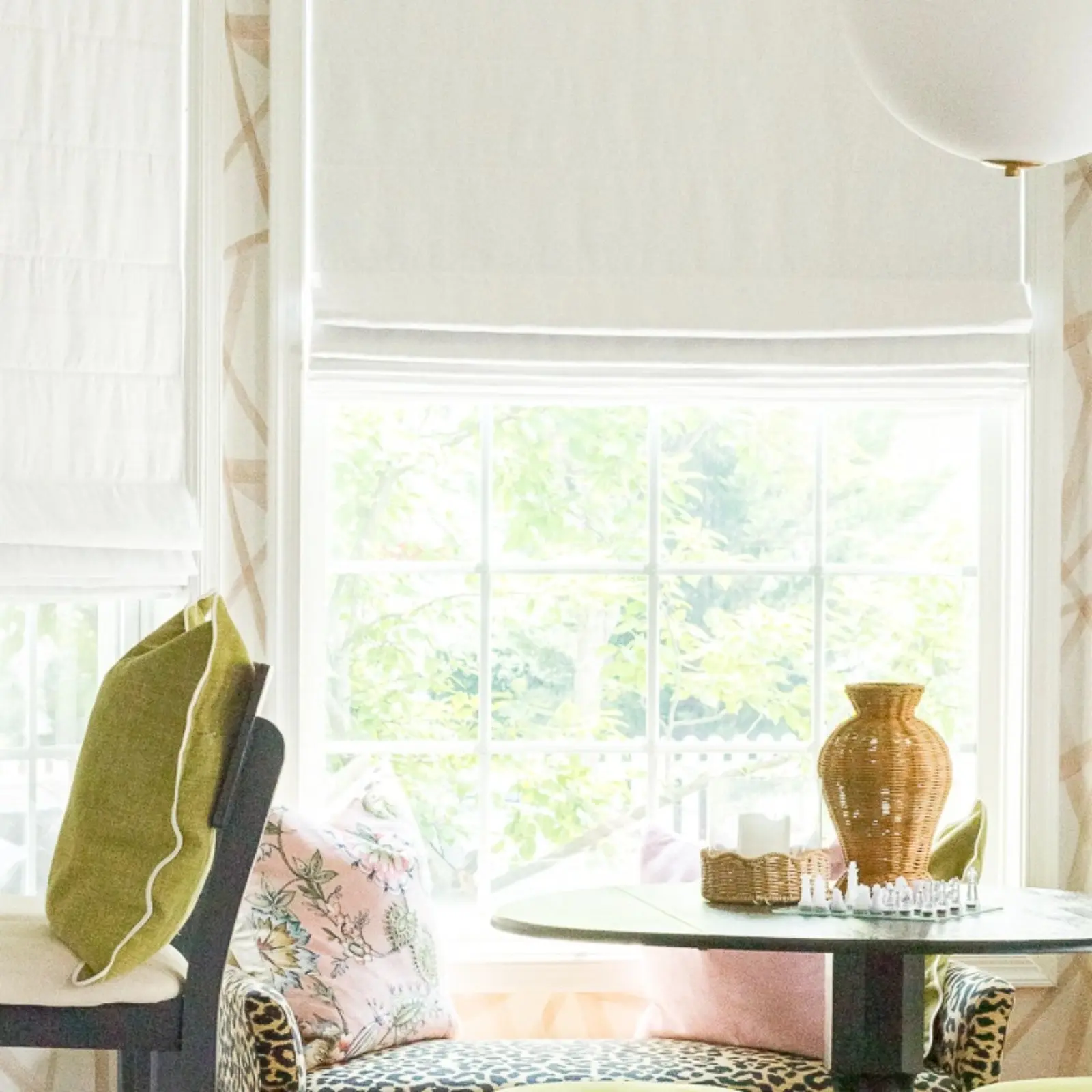 Custom Linen No-Drill Flat Fold Roman Shade Cordless - Image 6