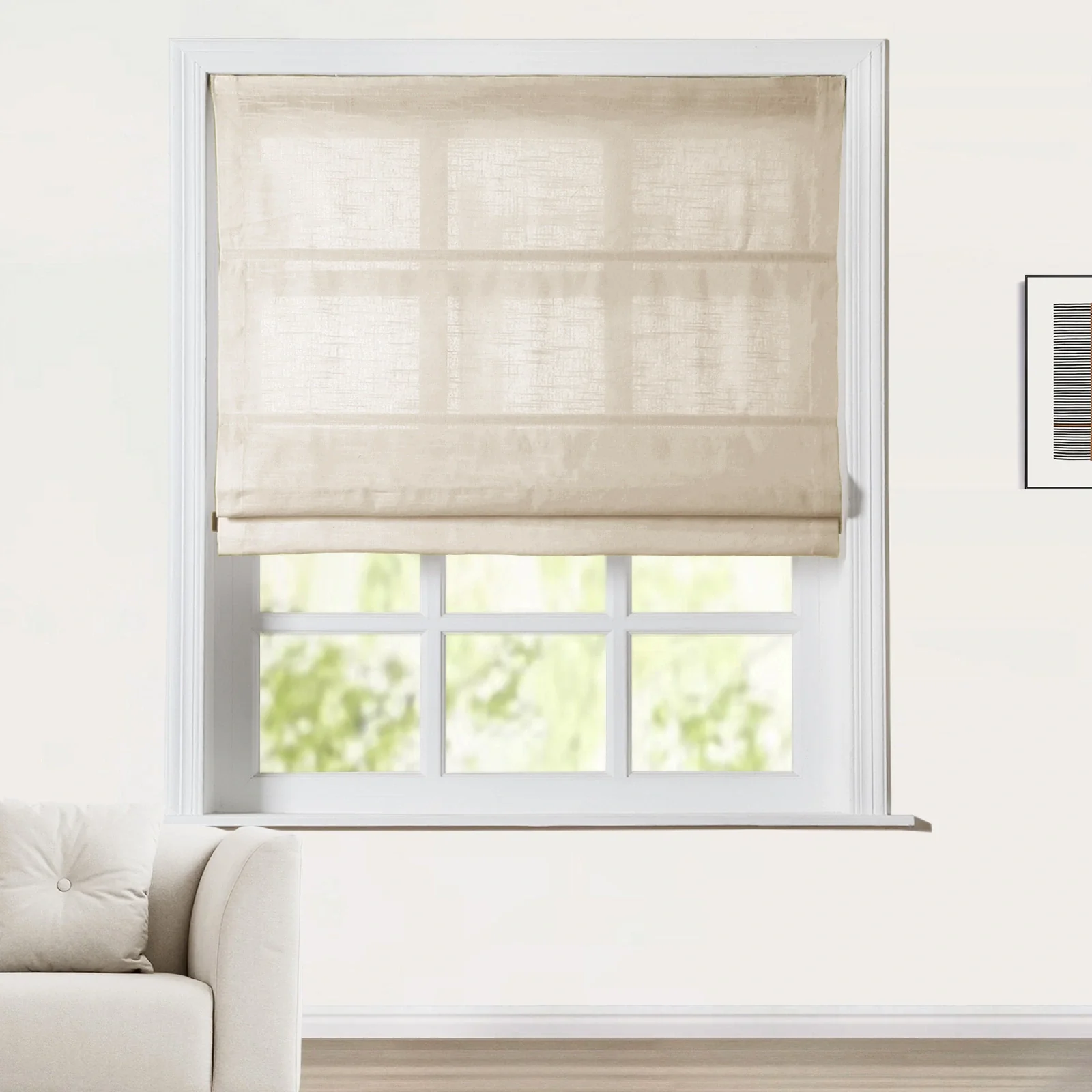 Custom Linen Roman Shade Cordless - Image 26