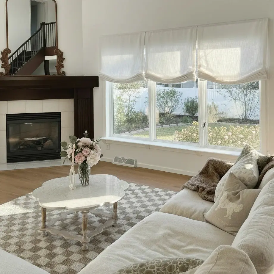 Custom Relaxed Roman Shades Cord Lift - Image 82