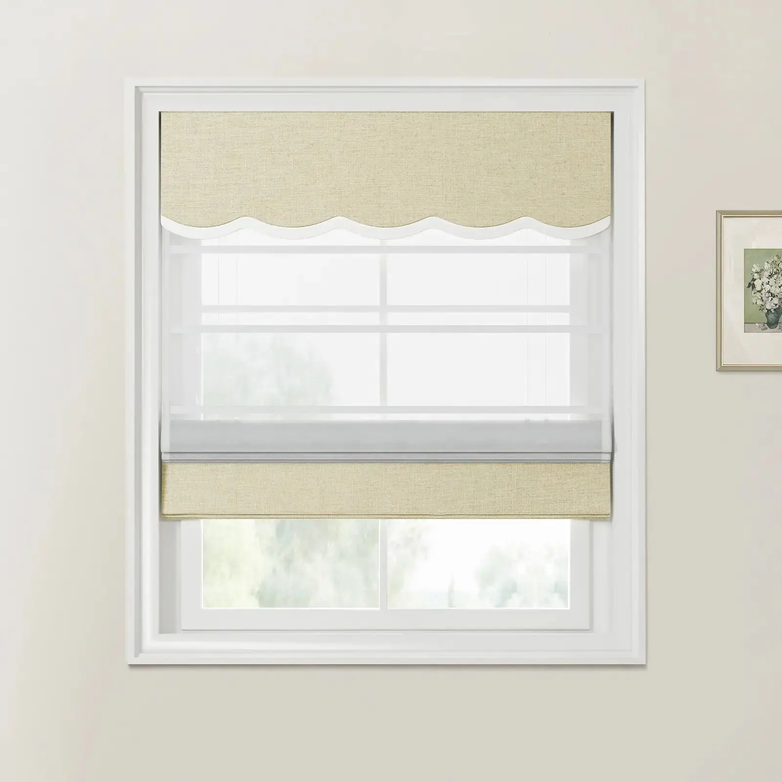 Custom Valanced Day Night Roman Shade Cord Lift - Image 15