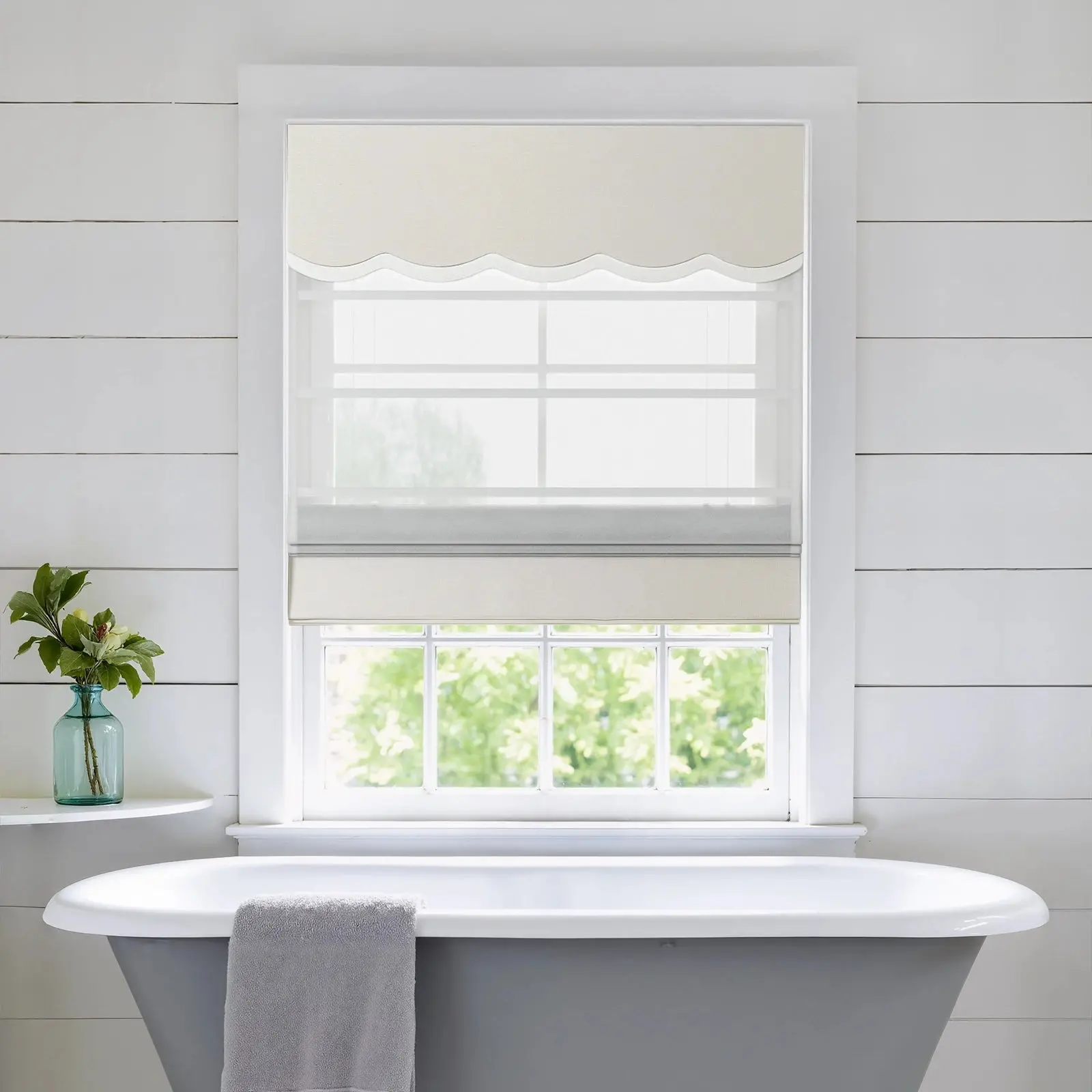 Custom Valanced Day Night Roman Shade Cord Lift - Image 3