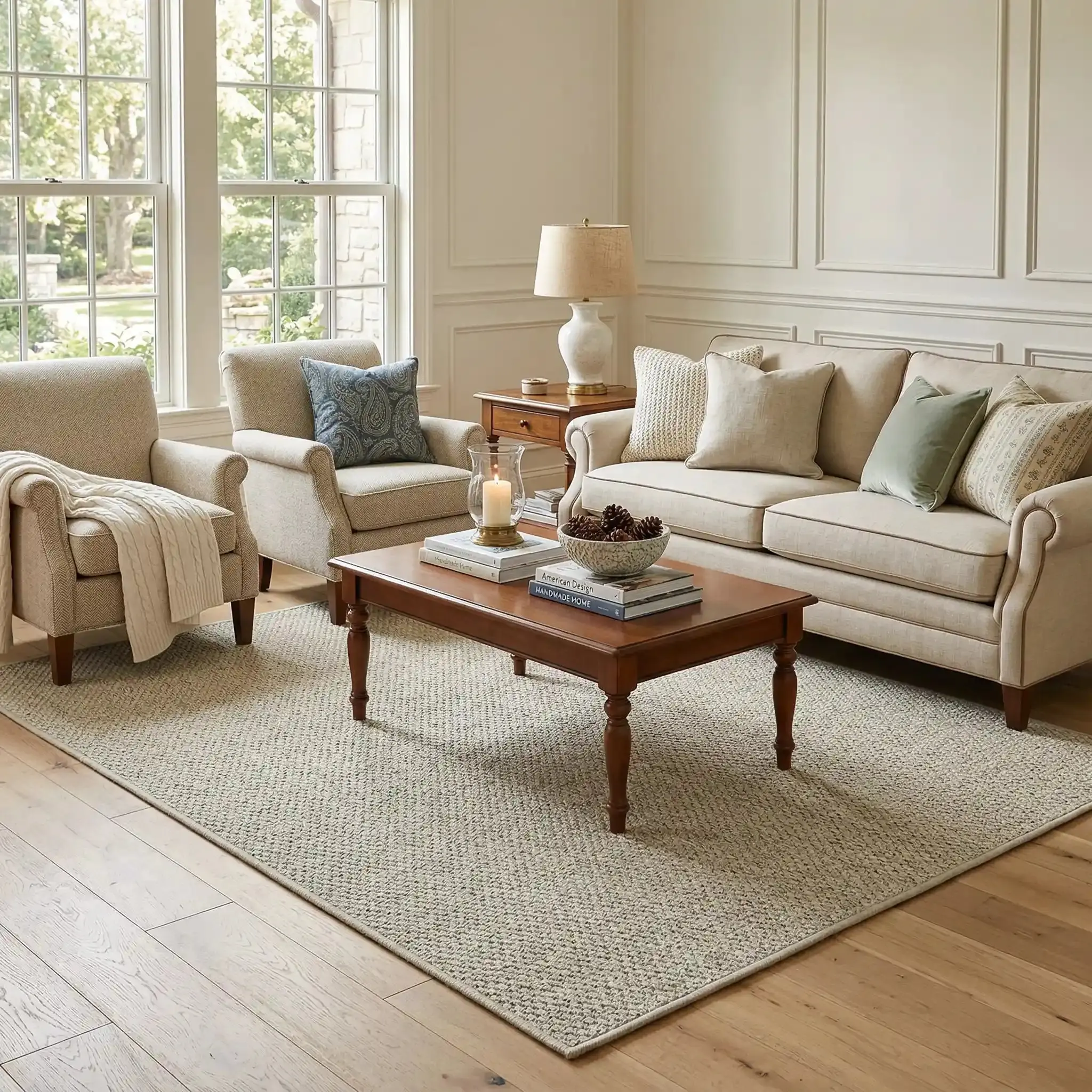 Della Natural Patterned Wool Rug - Image 25