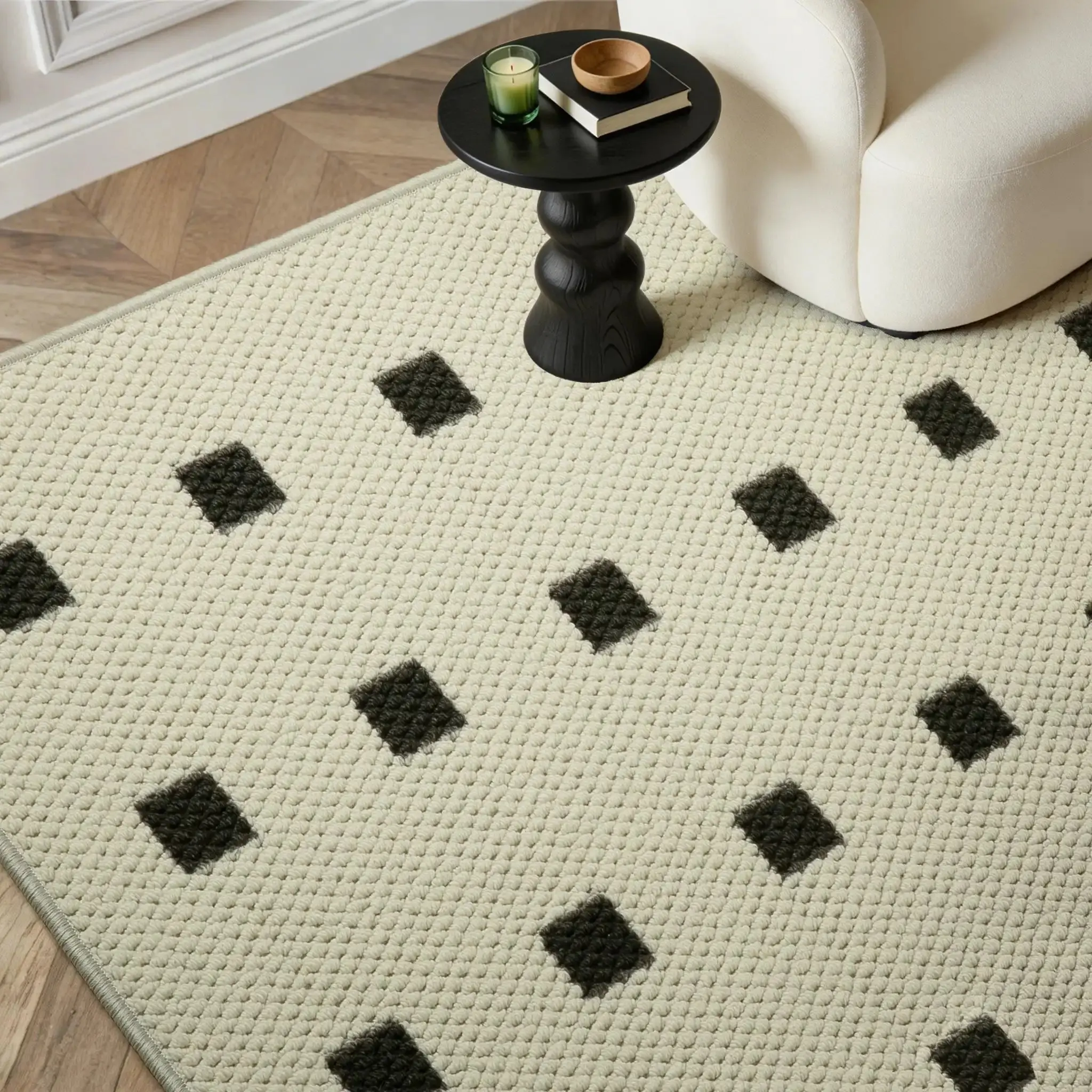 Della Natural Patterned Wool Rug - Image 7