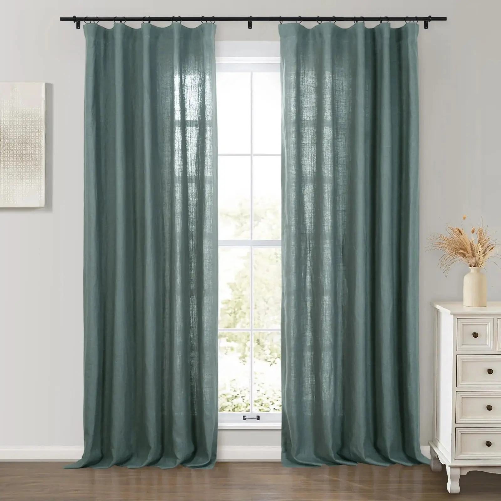 Erin Heavyweight 100% Linen Curtains Soft Top - Image 32