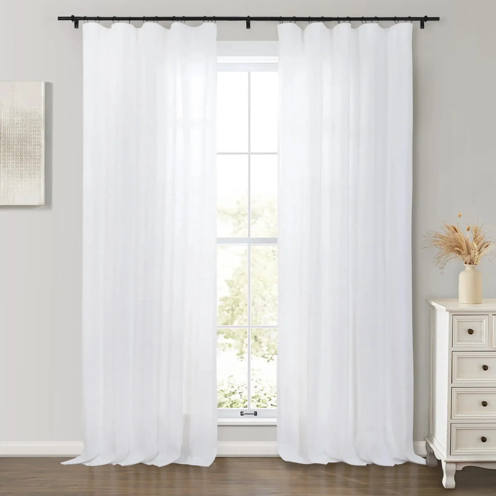 Erin Heavyweight 100% Linen Curtains Soft Top - Image 4