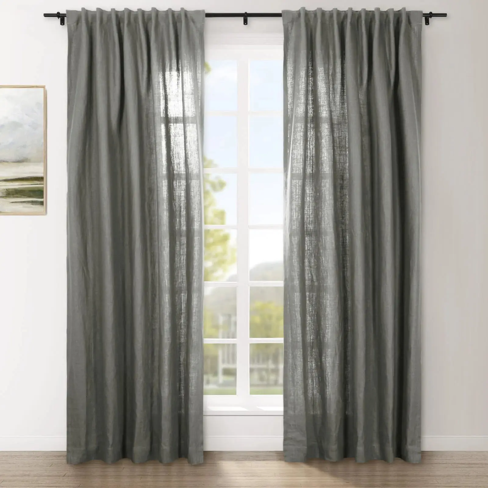 Erin Heavyweight 100% Linen Curtains Soft Top - Image 40