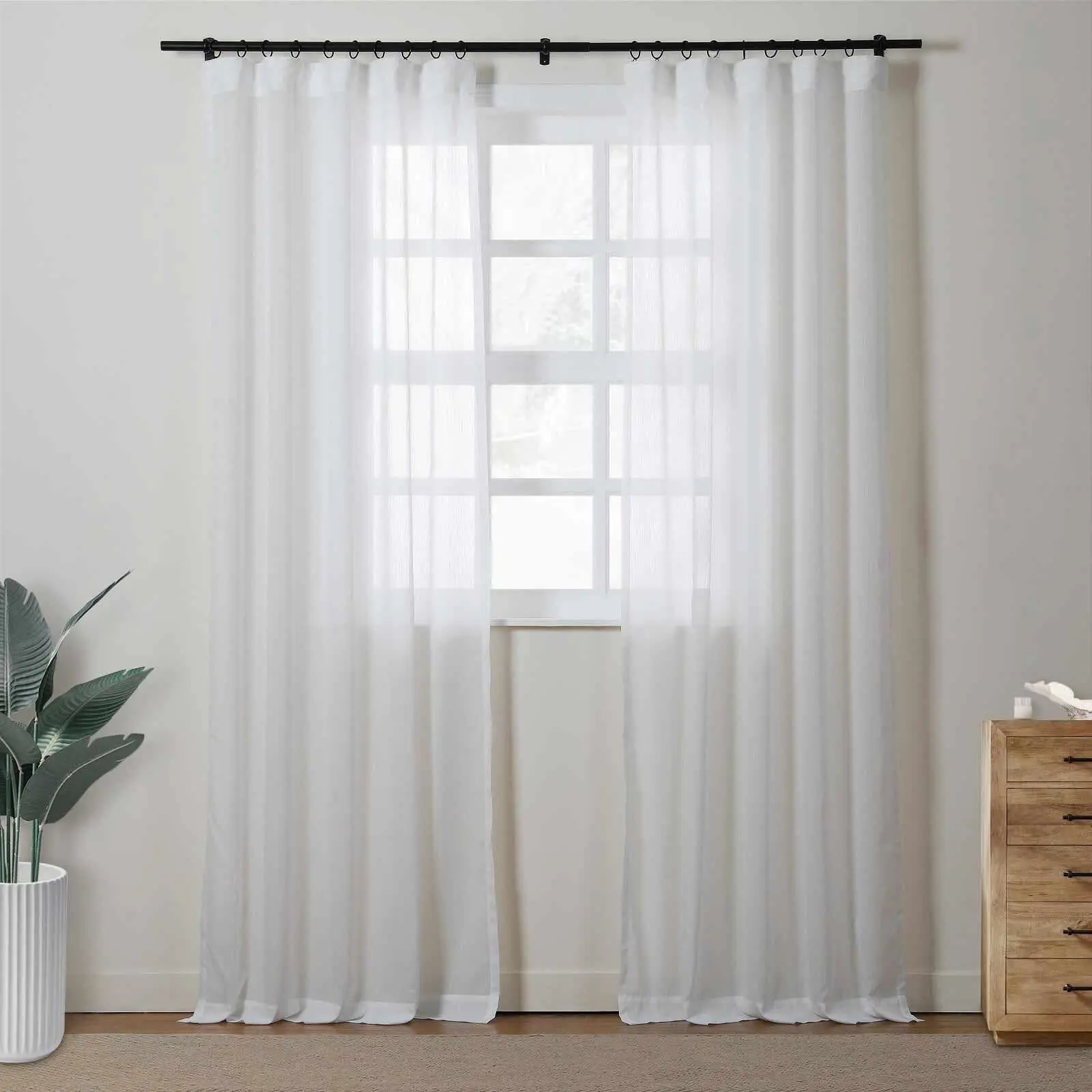Florida Embossed White Semi Sheer Curtain Soft Top - Image 17