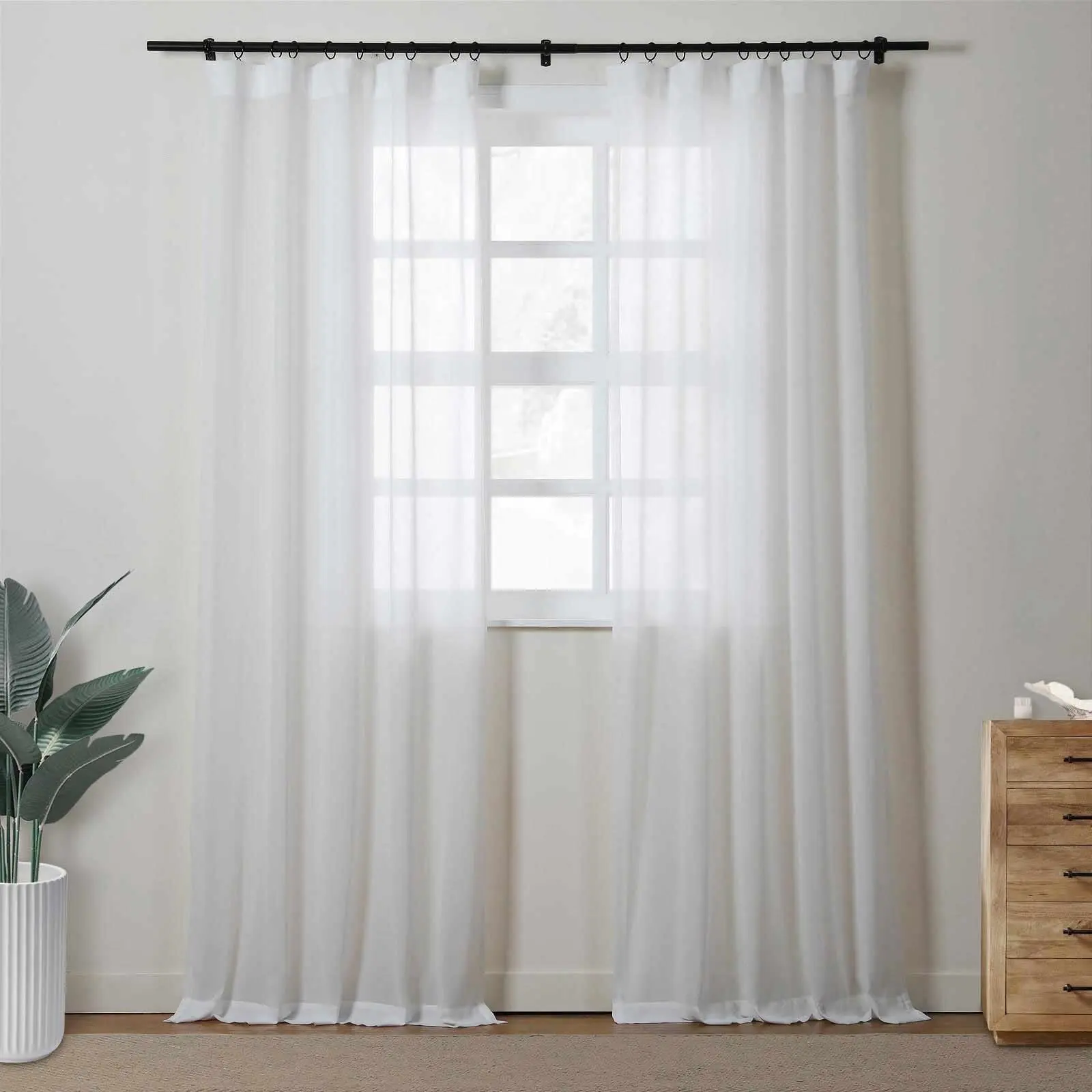 Florida Embossed White Semi Sheer Curtain Soft Top - Image 18