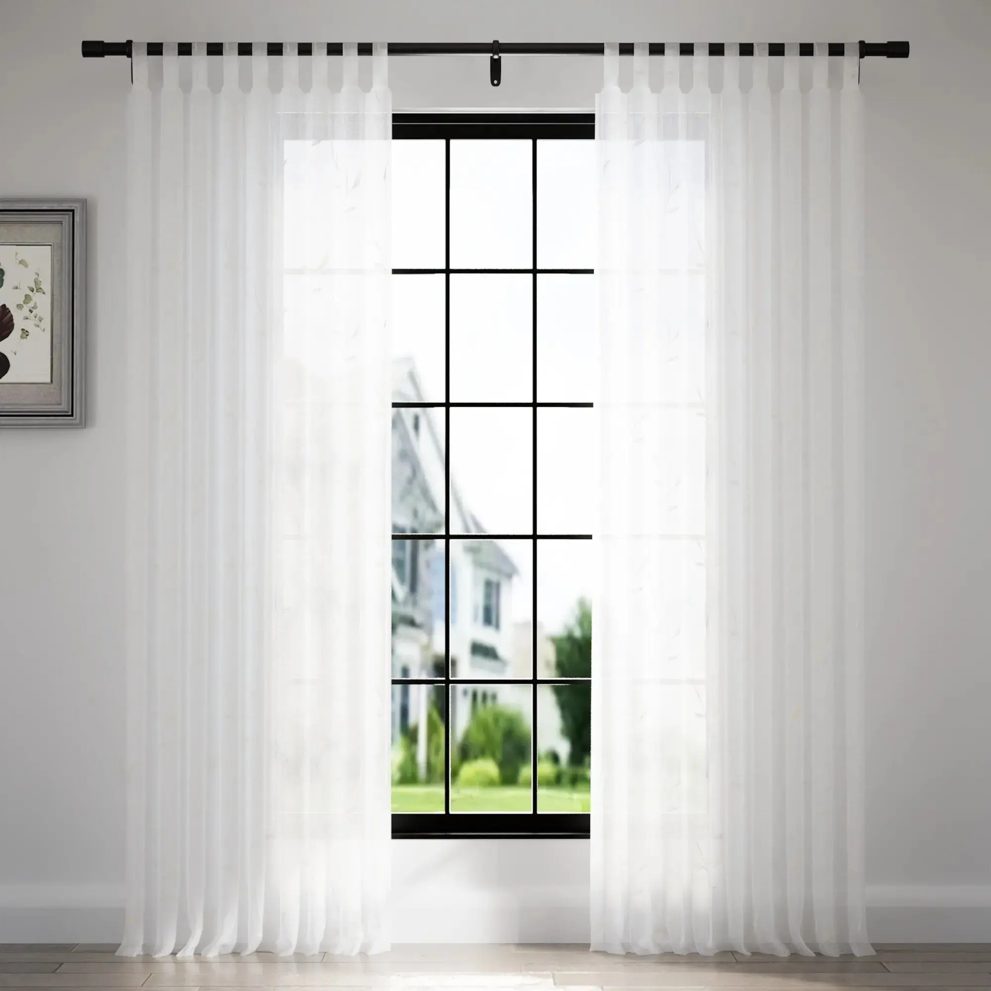 Florida Embossed White Semi Sheer Curtain Soft Top - Image 21