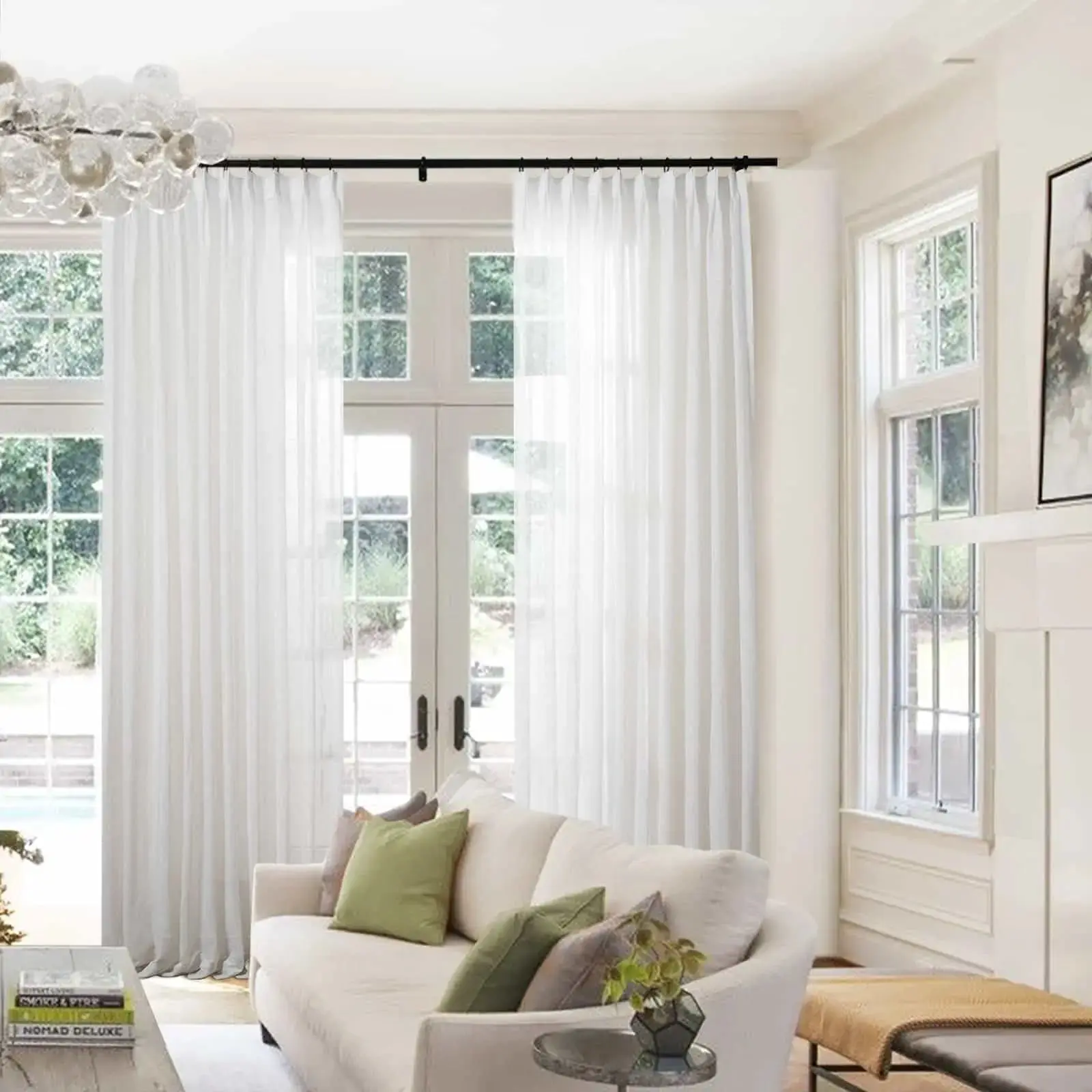 Flynn Lightweight Extra Long Sheer Curtain Pleated - Image 19