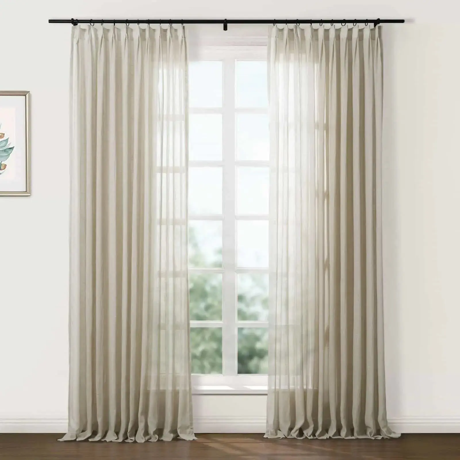 Flynn Lightweight Extra Long Sheer Curtain Pleated - Image 33