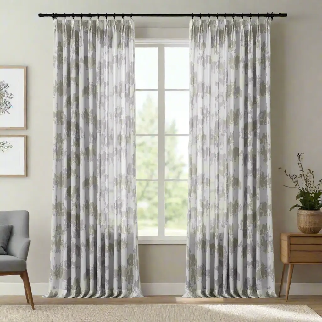 Freya Linen Semi Sheer Jacquard Curtains Pleated - Image 24