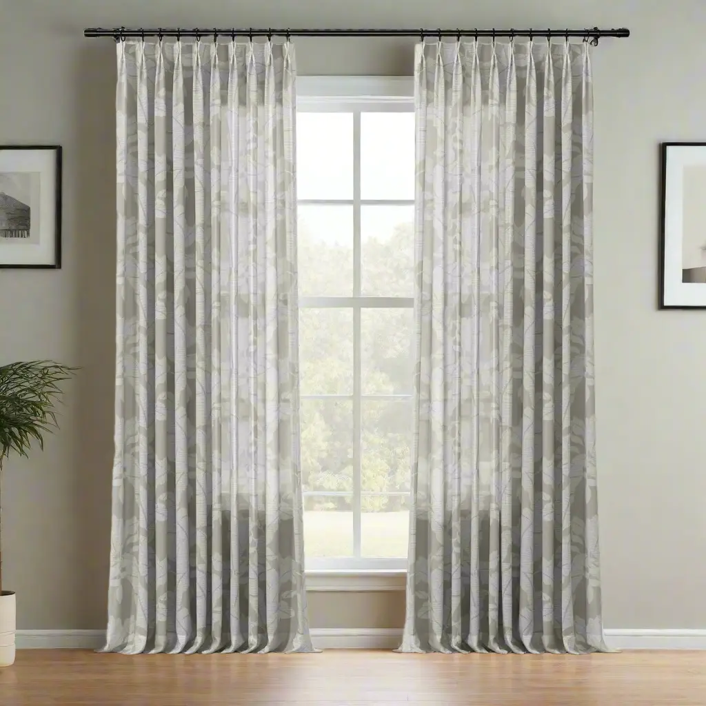 Freya Linen Semi Sheer Jacquard Curtains Pleated - Image 30