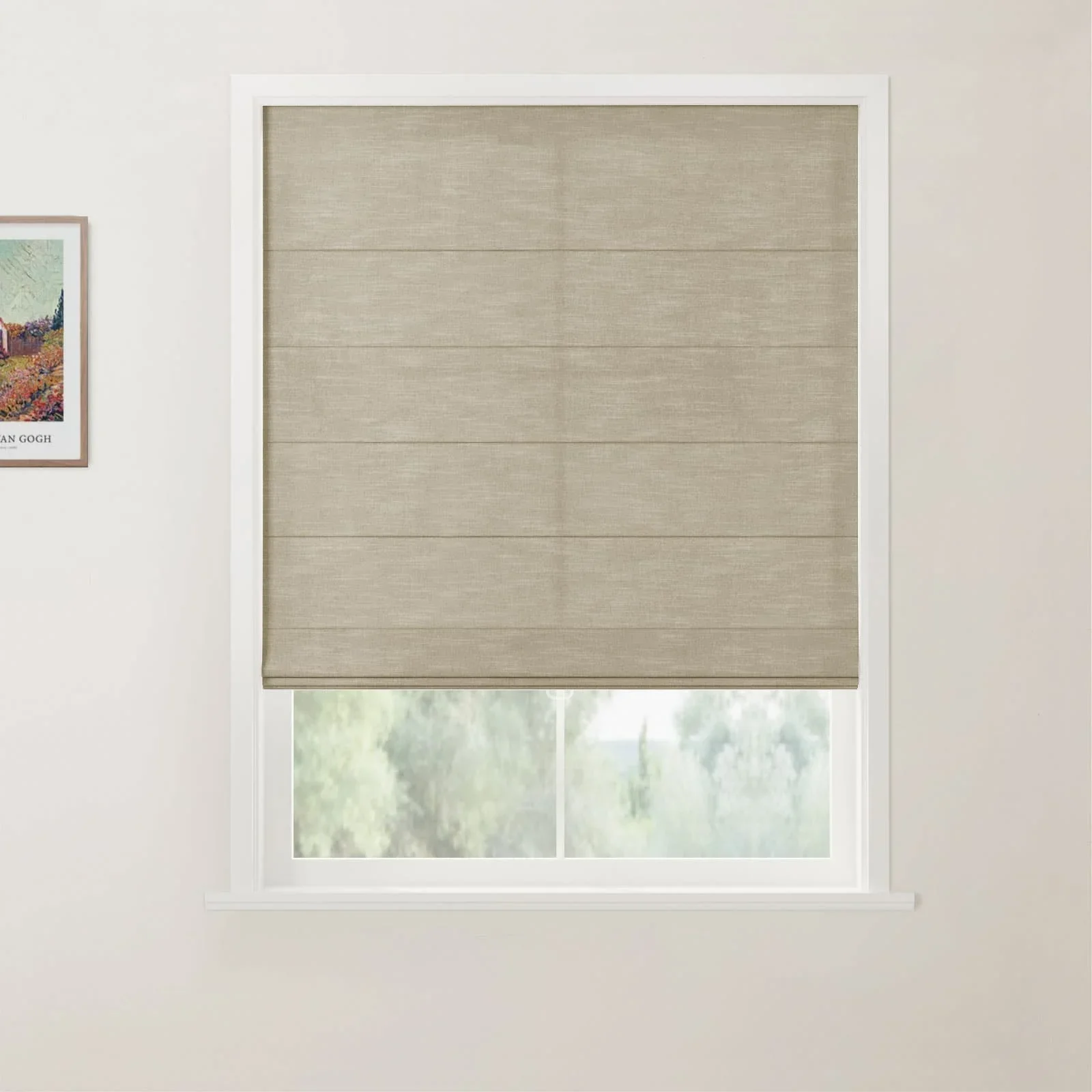 TWOPAGES Jawara Linen Cotton Back Slat Roman Shades Cordless - Image 16