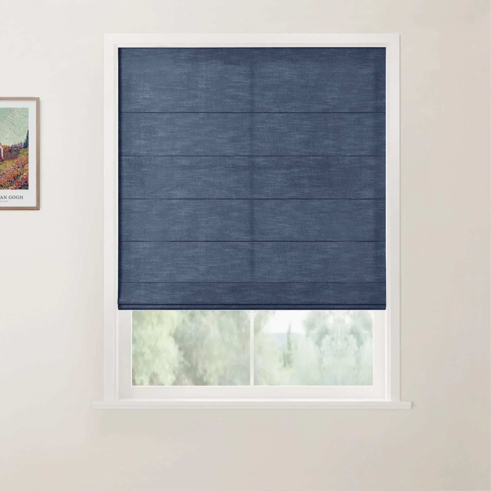 TWOPAGES Jawara Linen Cotton Back Slat Roman Shades Cordless - Image 27