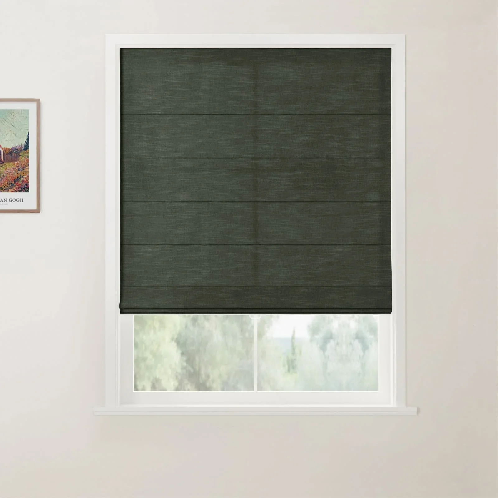 TWOPAGES Jawara Linen Cotton Back Slat Roman Shades Cordless - Image 31