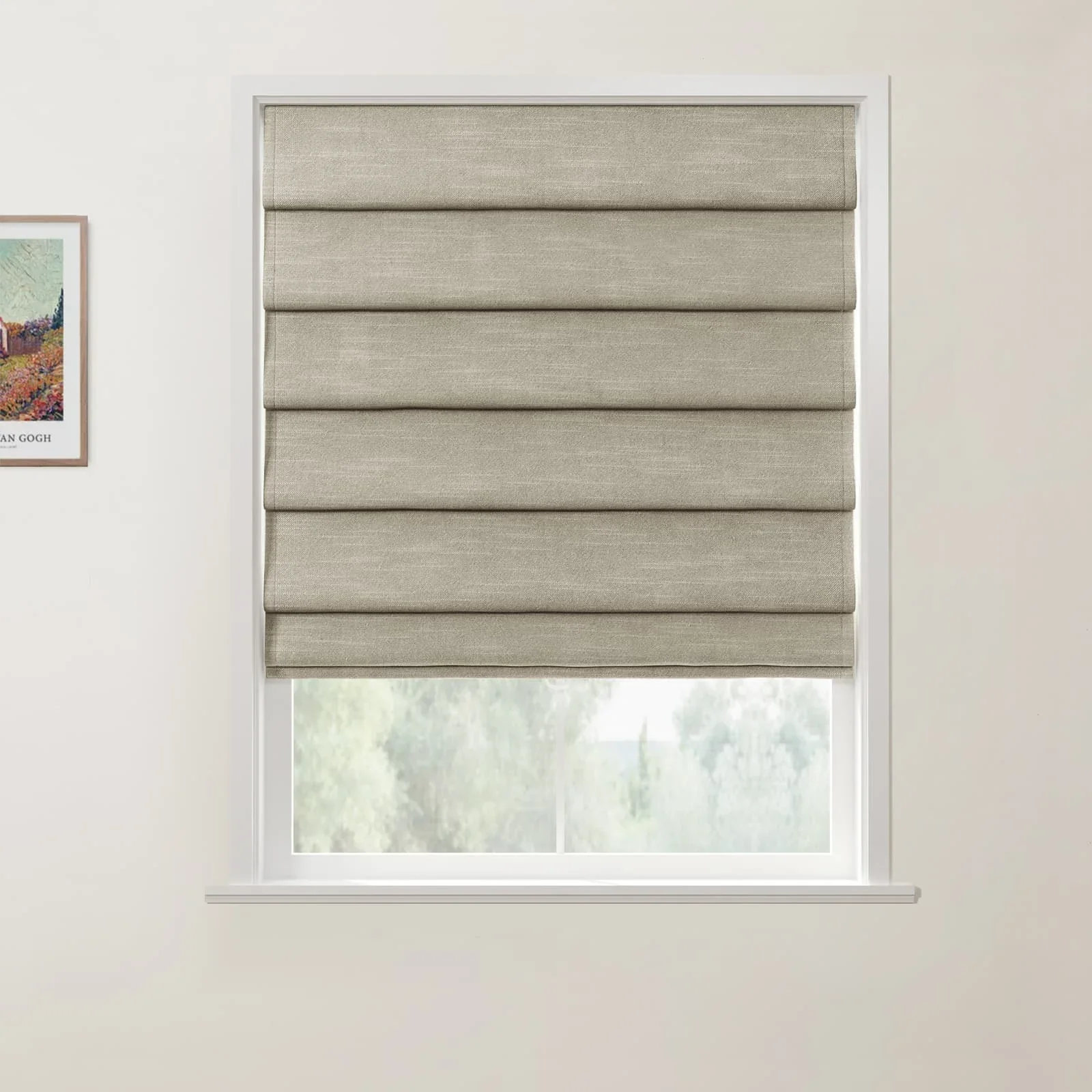 Jawara Linen Cotton Deco Fold Roman Shade Cordless - Image 20